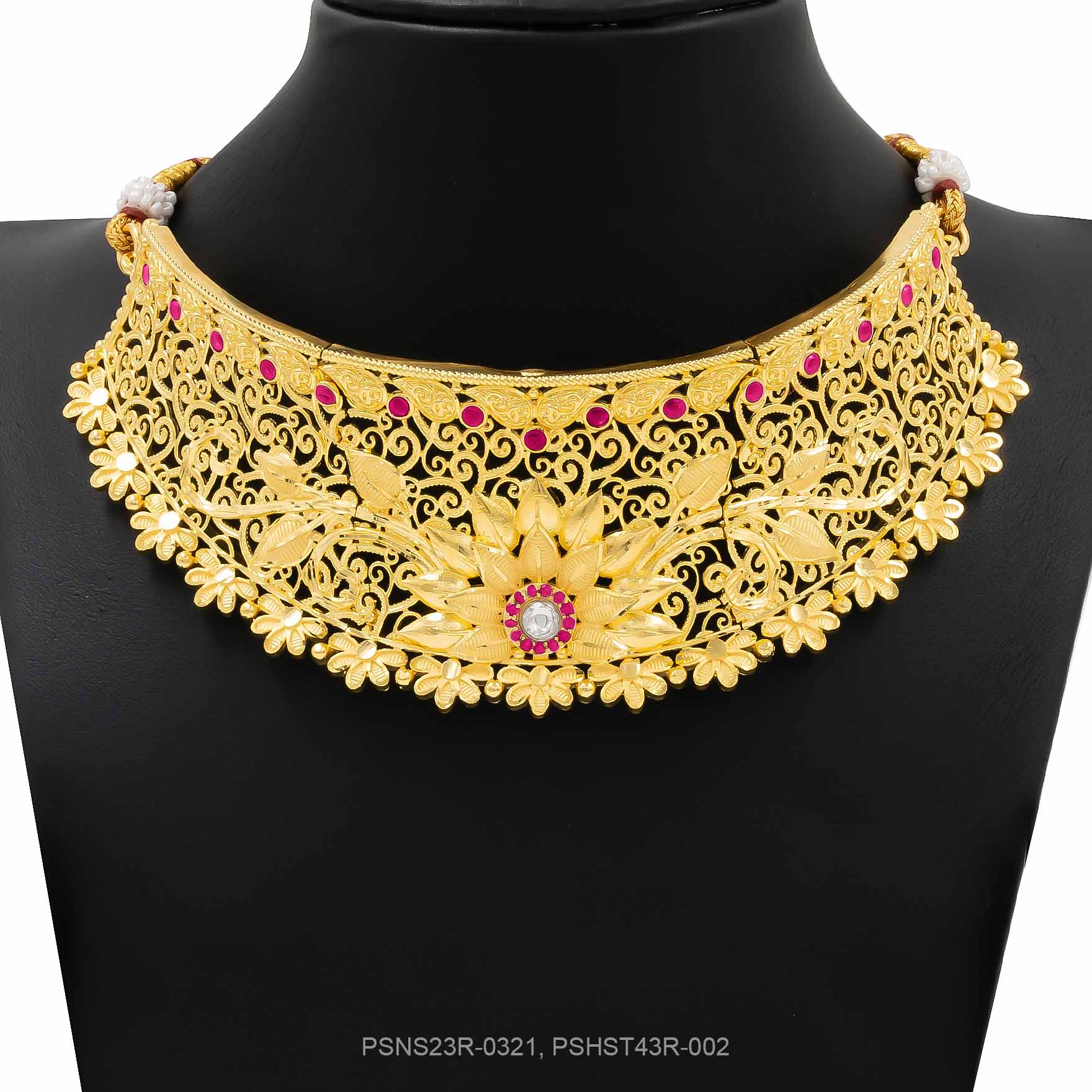 STONE NECKLACE LONG WITH GOLDEN STUD PSNS23R-0321,PSHST43R-002