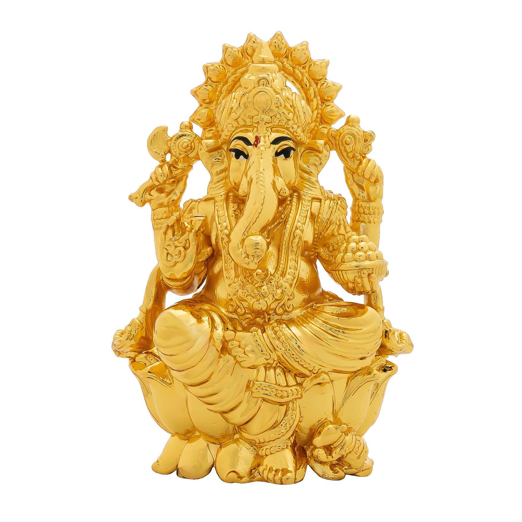 Lord Ganesha Idol – Traditional Hindu Deity Sculpture – Ganapati Murti/Statue on Lotus – Home Temple & Puja Gift | PIDG238-082