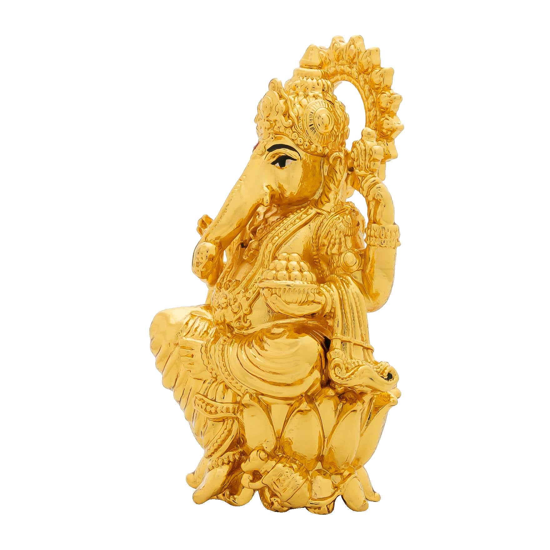 Lord Ganesha Idol – Traditional Hindu Deity Sculpture – Ganapati Murti/Statue on Lotus – Home Temple & Puja Gift | PIDG238-082