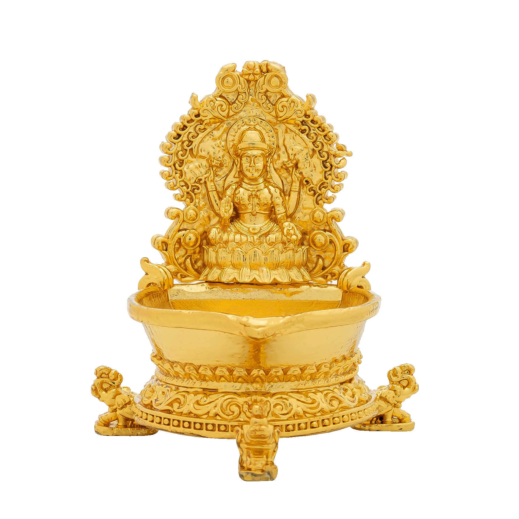 Pooja Lamp/Diya – Lakshmi Design with Ornate Base – Deepam (Traditional Oil Lamp) – Home Temple & Festive Decor | PIDKA4-053