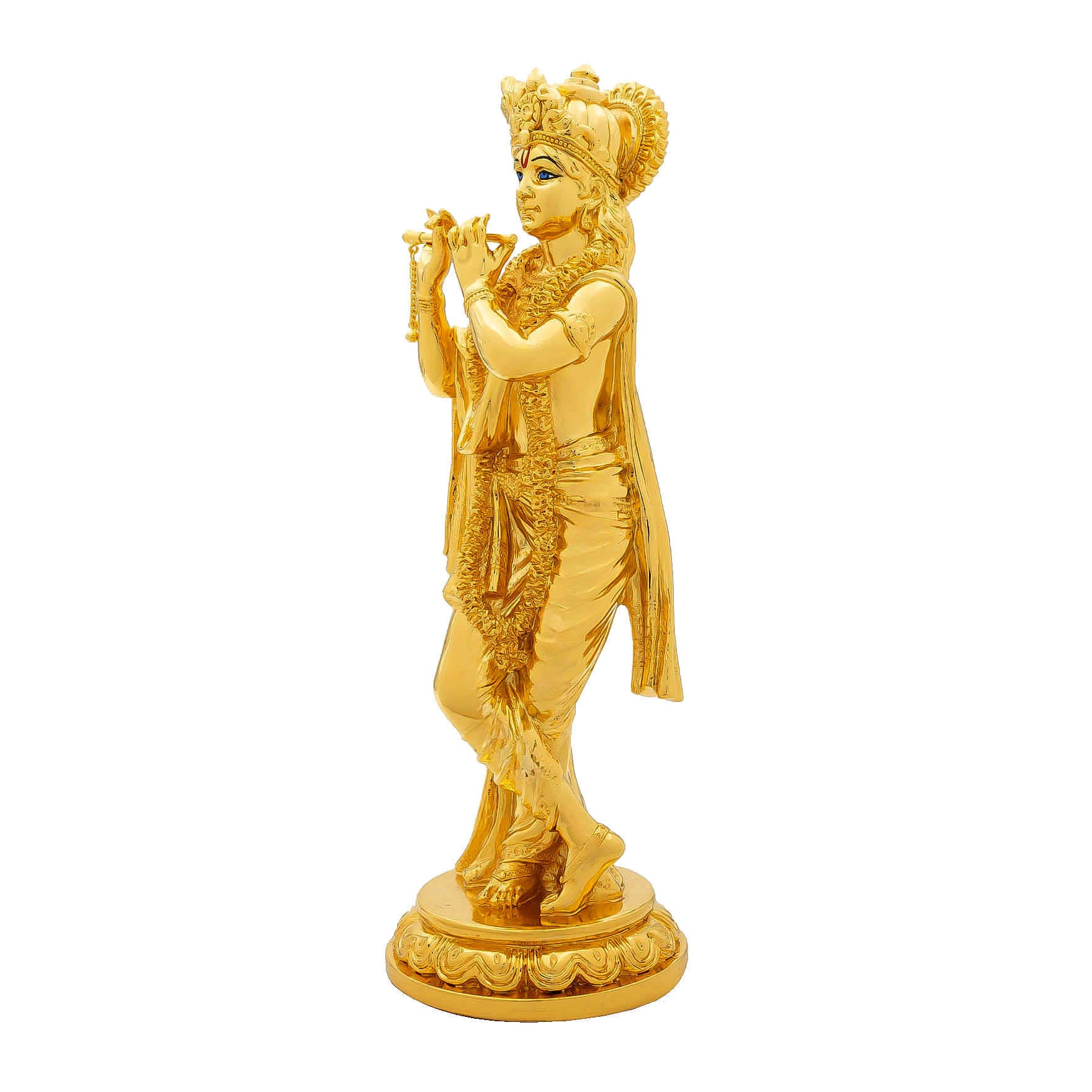 Lord Krishna Idol – Traditional Hindu Deity Sculpture – Krishna (Flute Playing Pose) Mandir Decor – Home & Puja Gift | PIDRGKR17-0051
