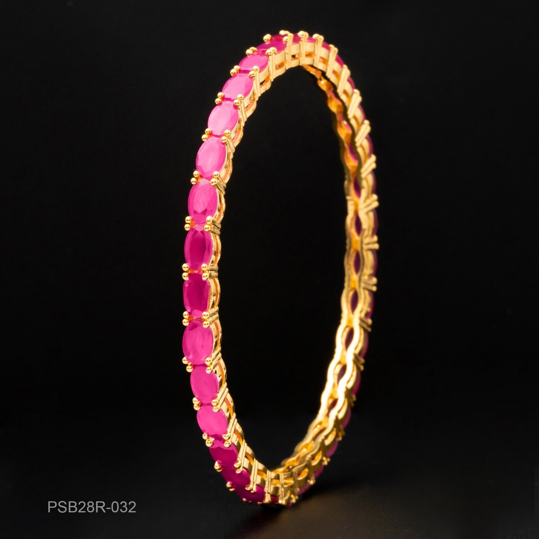 24ct Heavy Gold Layered Stone Bangle PSB28R-032