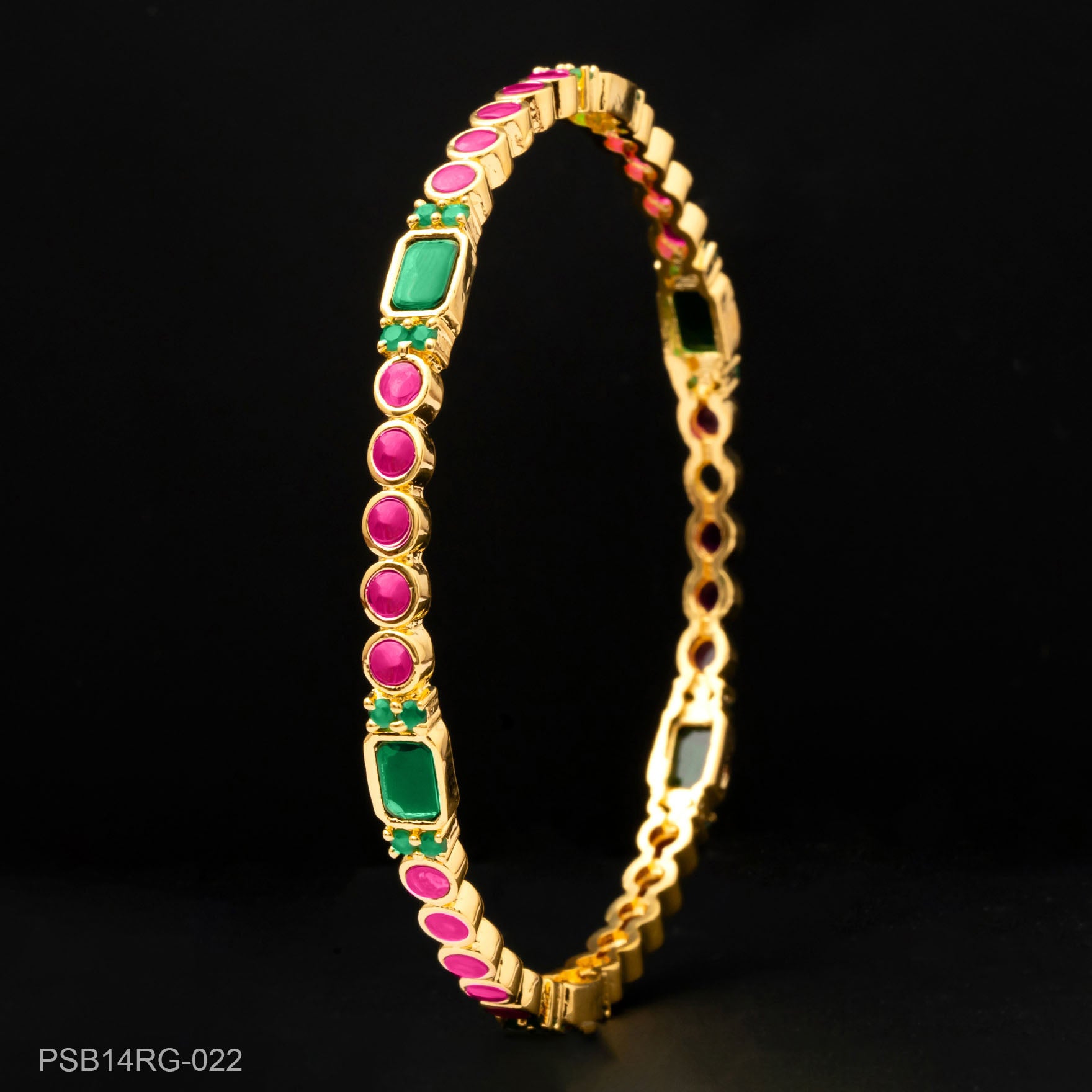24ct Heavy Gold Layered Stone Bangle PSB14RG-022
