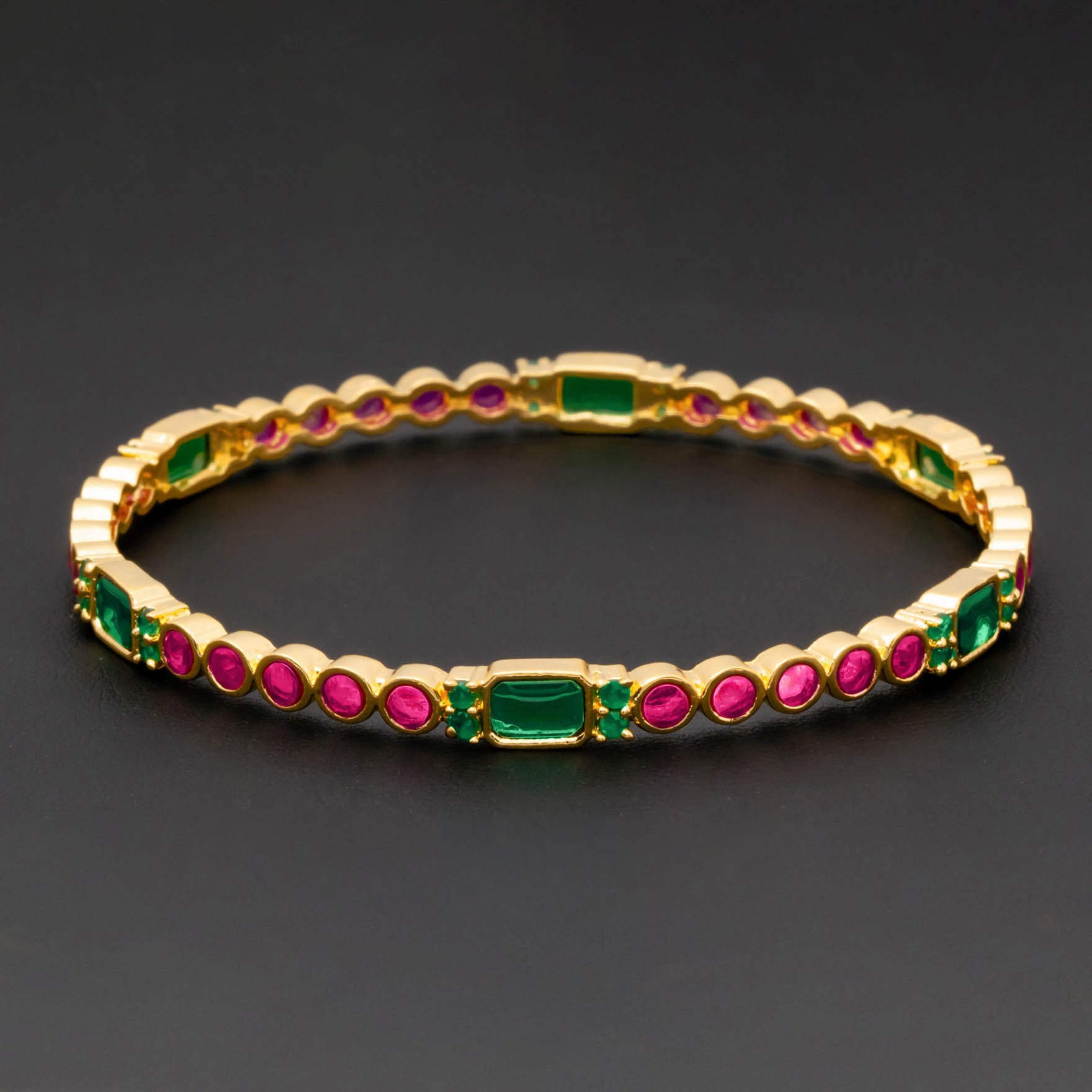 24ct Heavy Gold Layered Stone Bangle PSB14RG-022