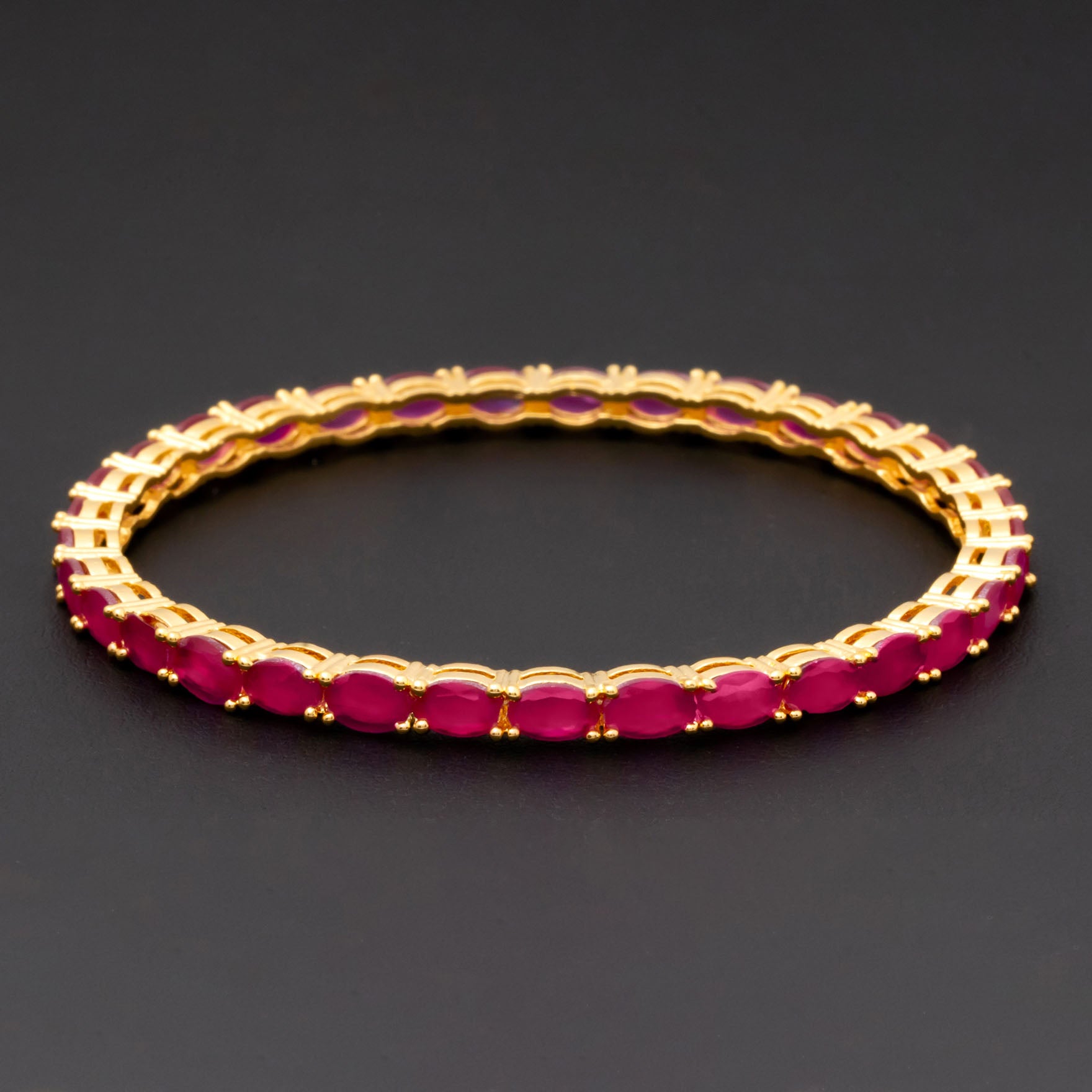24ct Heavy Gold Layered Stone Bangle PSB28R-032