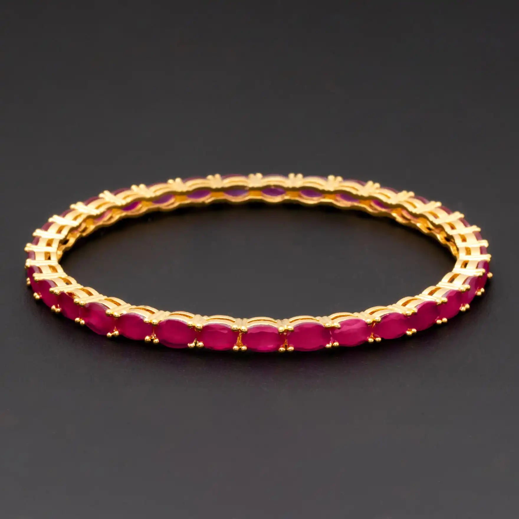 24ct Heavy Gold Layered Stone Bangle PSB28R-032