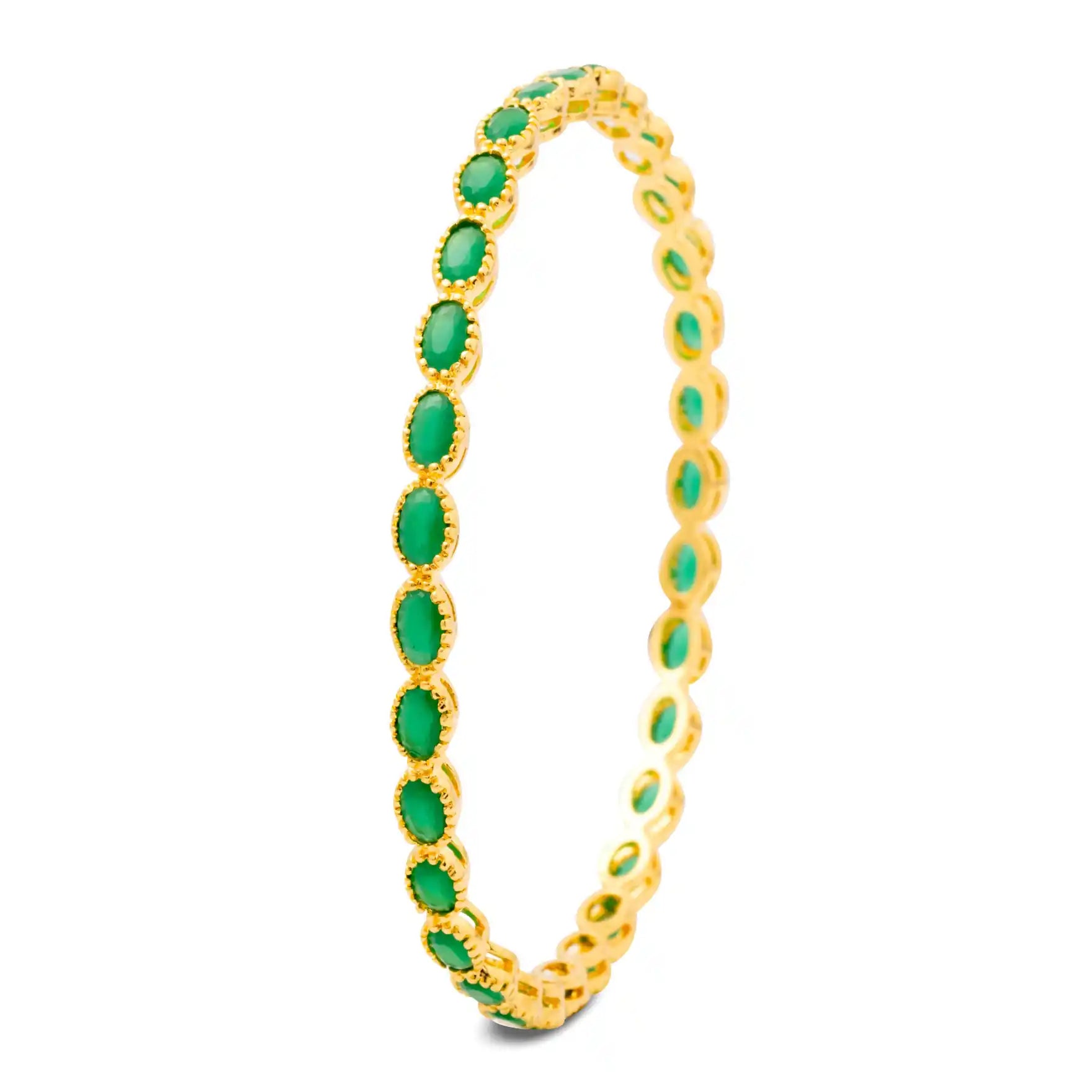 24ct Heavy Gold Layered Stone Bangle PSB17G-052