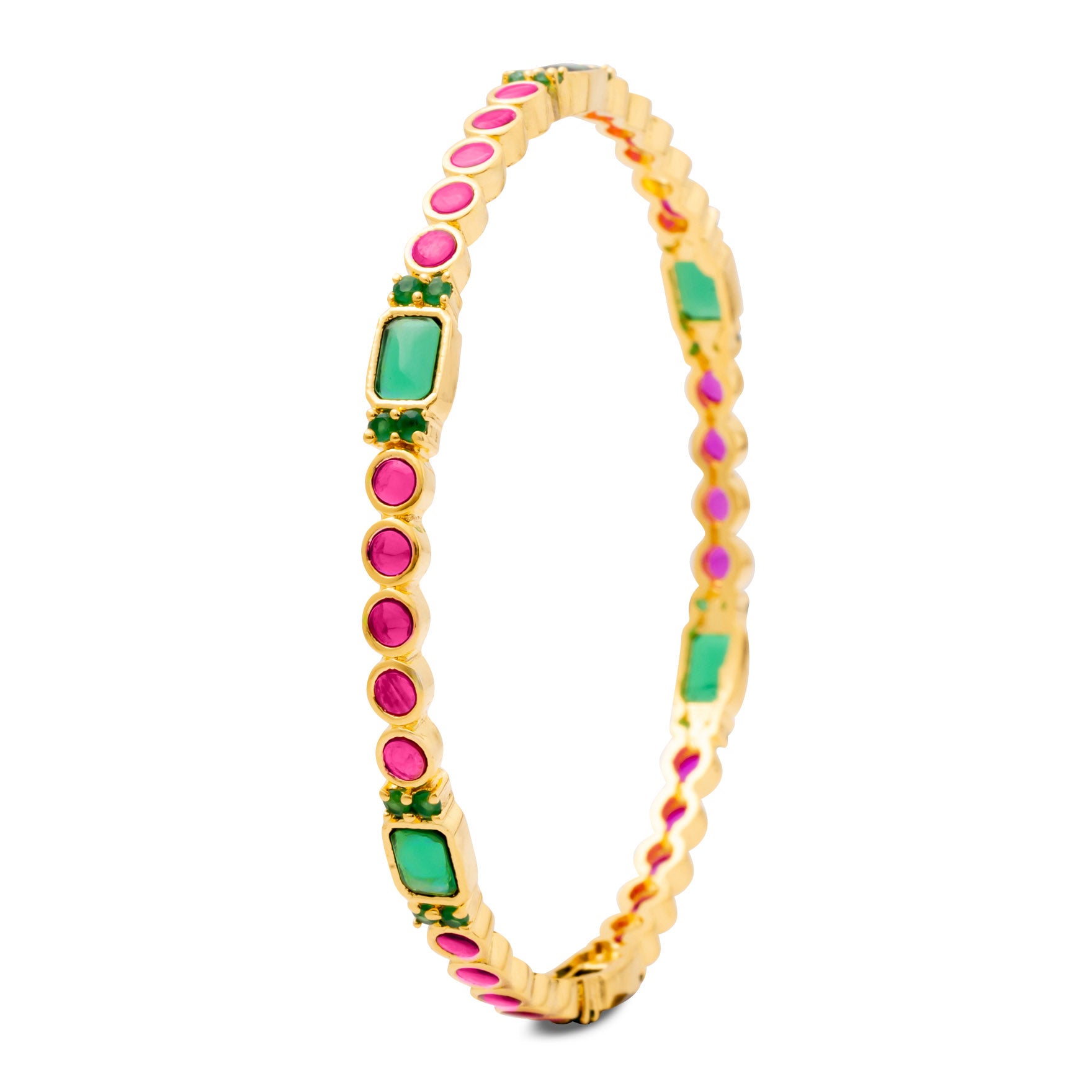 24ct Heavy Gold Layered Stone Bangle PSB14RG-022