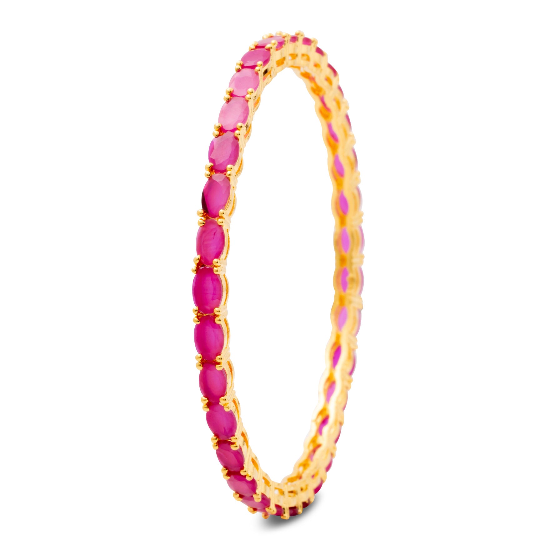 24ct Heavy Gold Layered Stone Bangle PSB28R-032