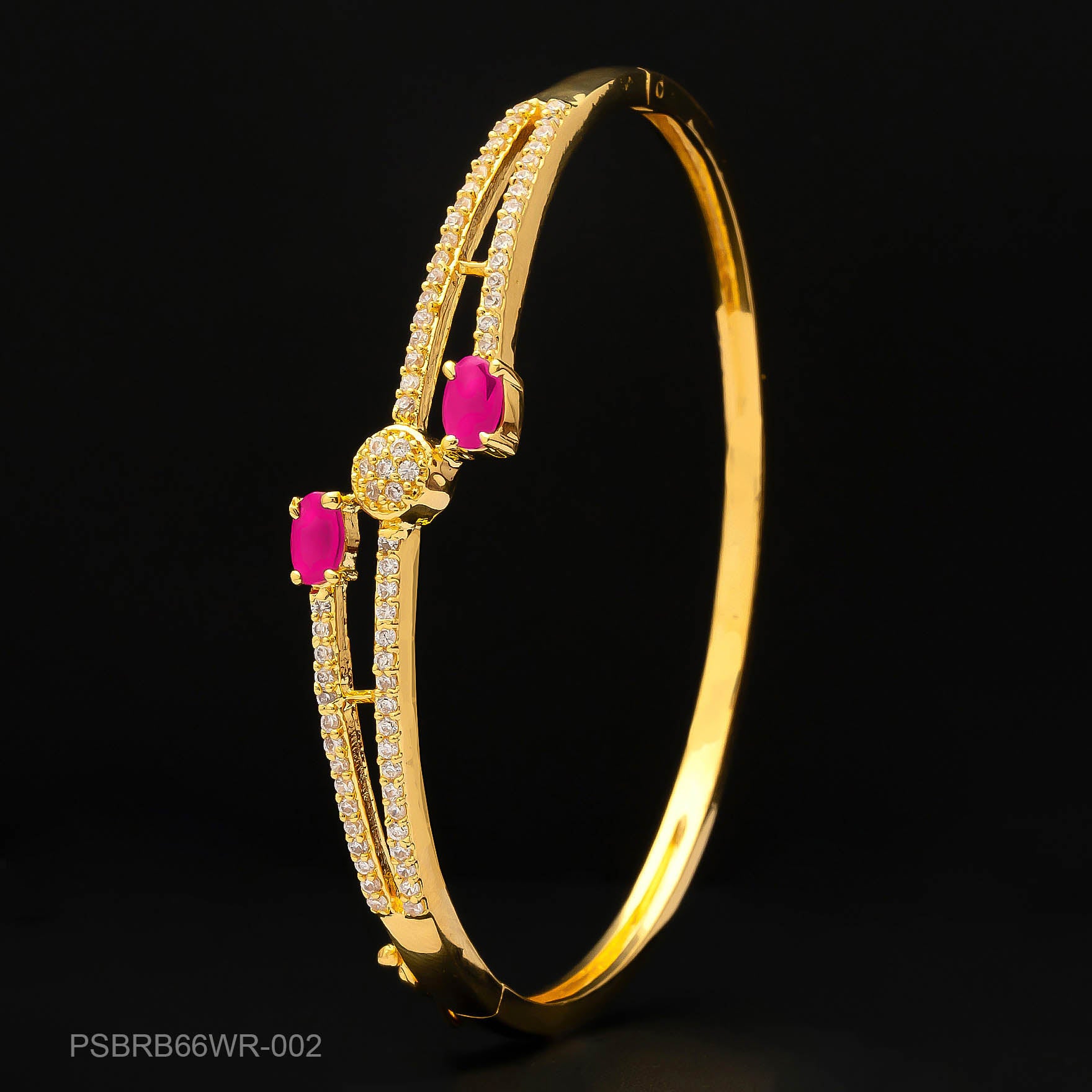 24ct Heavy Gold Layered Stone Bracelet Bangle PSBRB66WR-002