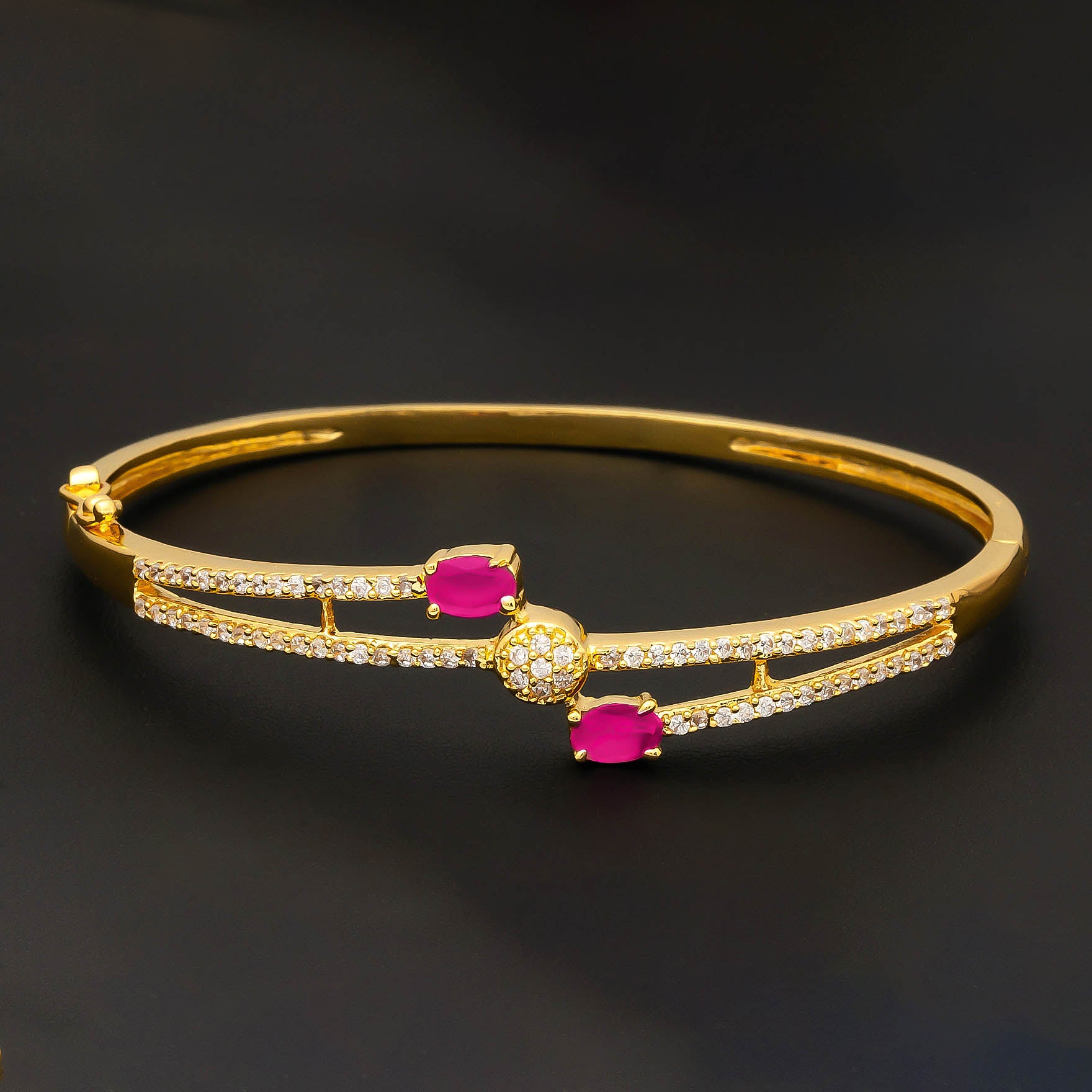 24ct Heavy Gold Layered Stone Bracelet Bangle PSBRB66WR-002