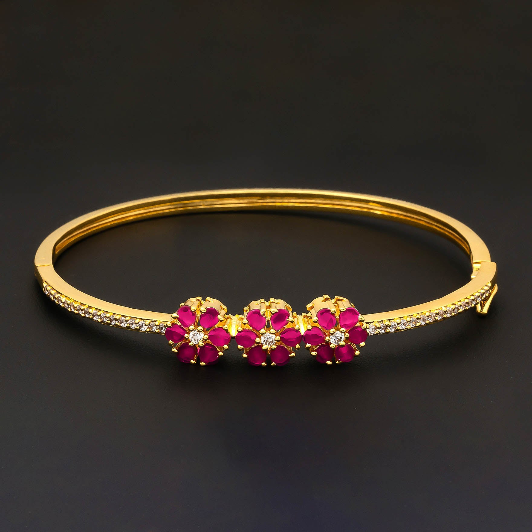 24ct Heavy Gold Layered Stone Bracelet Bangle PSBRB61WR-002