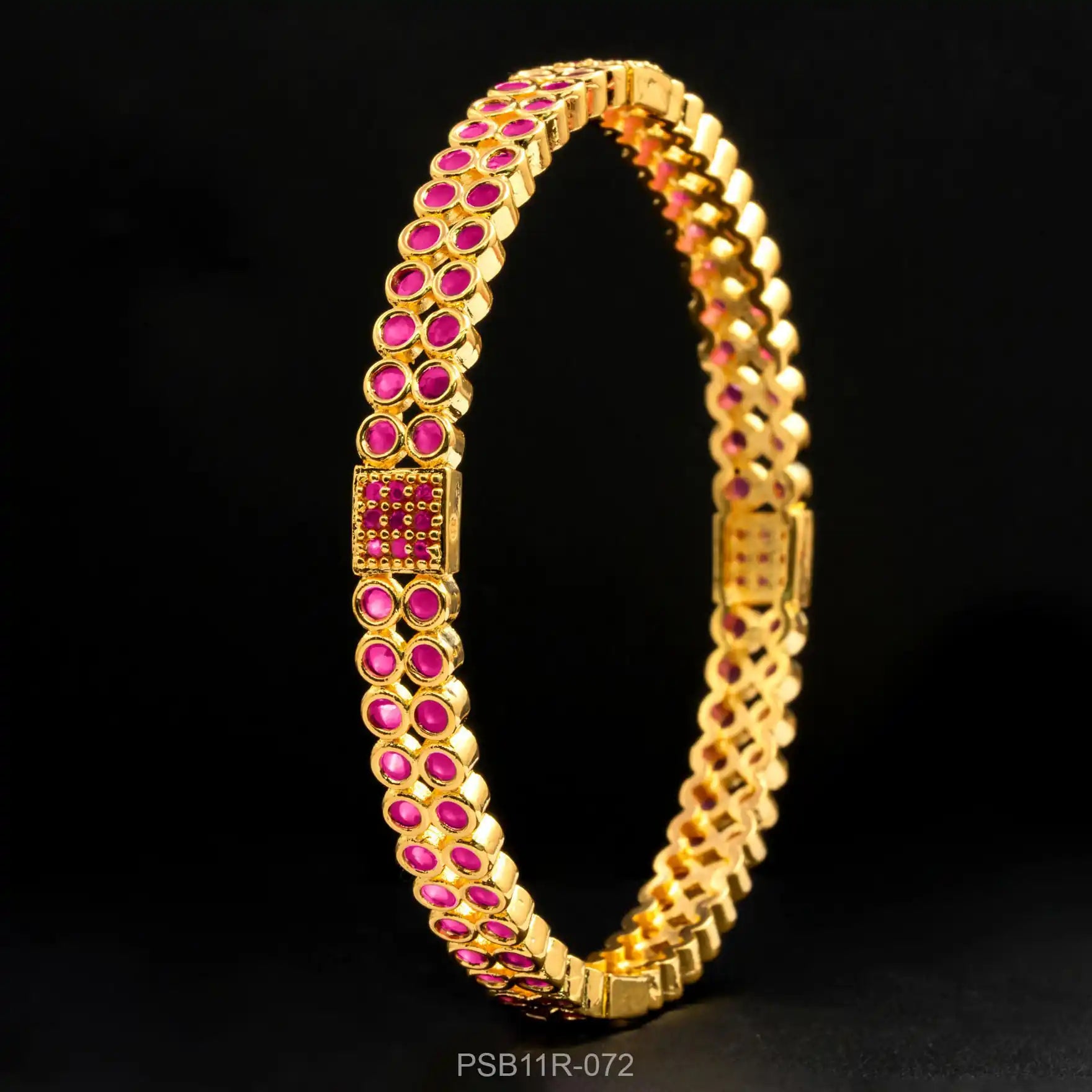 24ct Heavy Gold Layered Stone Bangle PSB11R-072