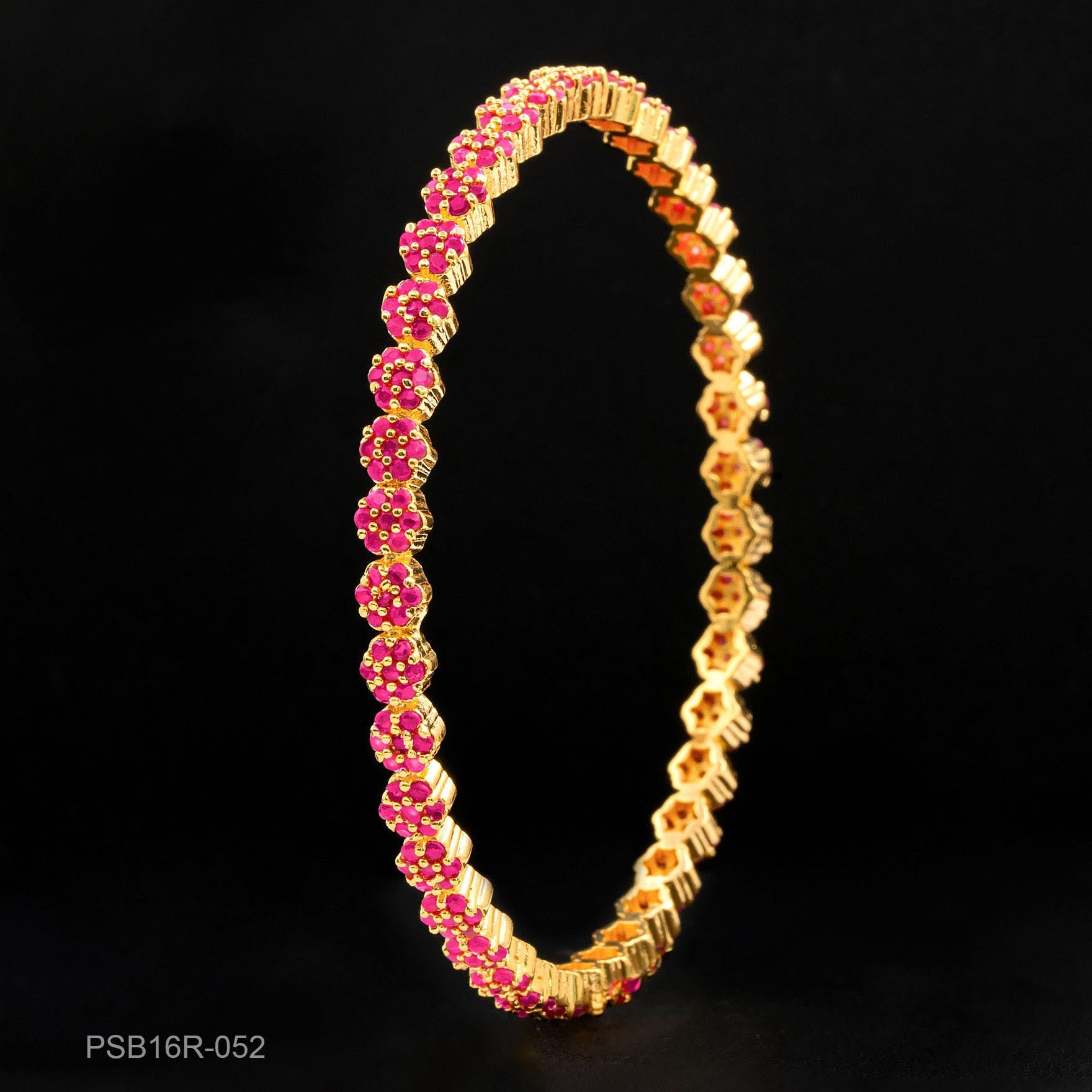 24ct Heavy Gold Layered Stone Bangle PSB16R-052