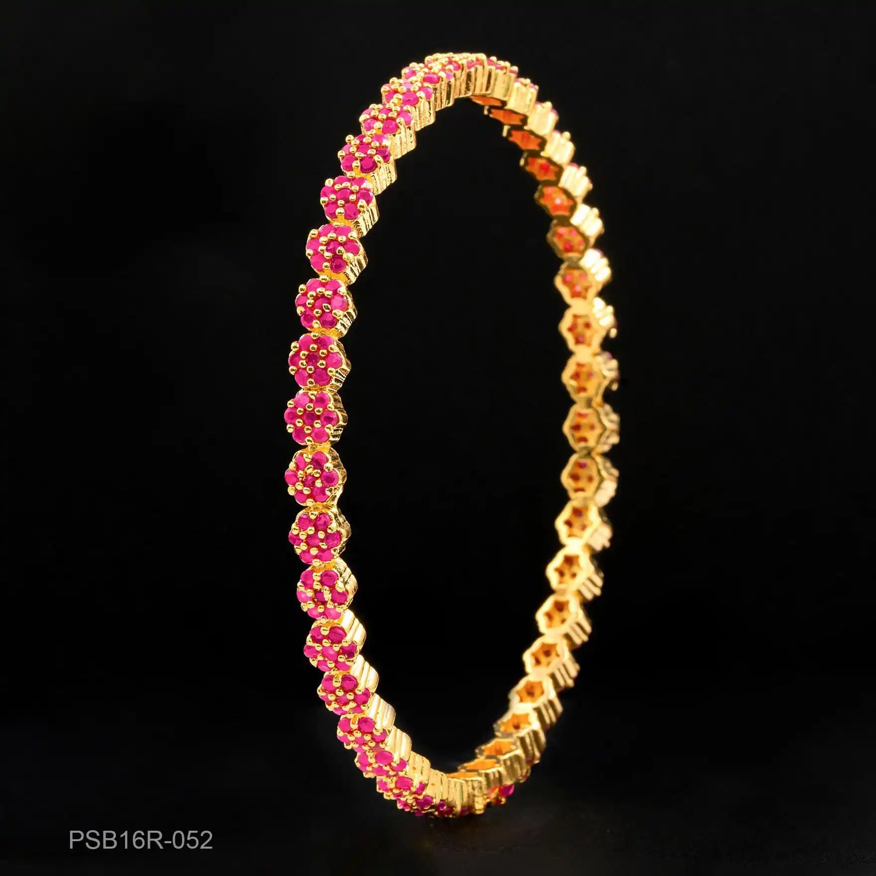 24ct Heavy Gold Layered Stone Bangle PSB16R-052