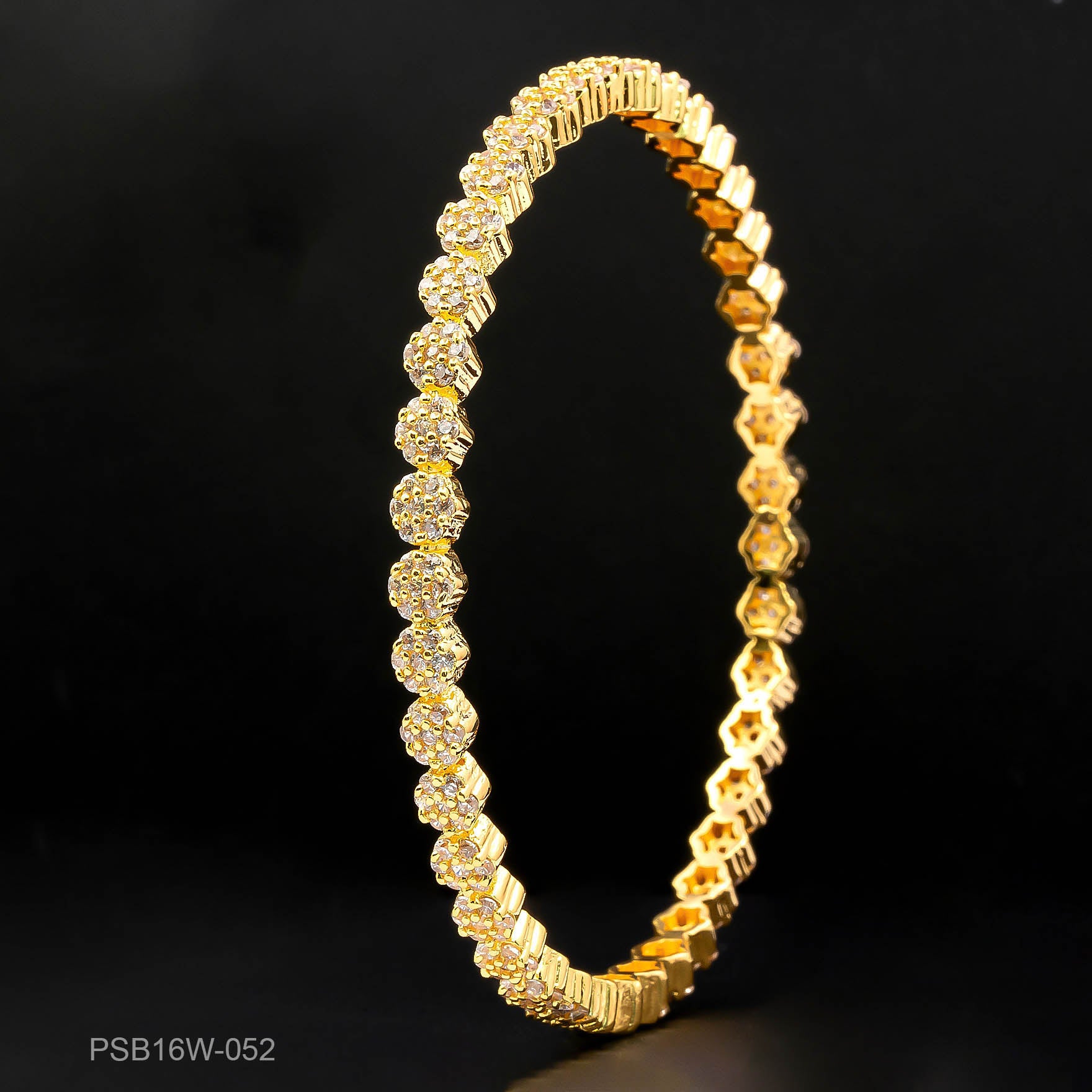 24ct Heavy Gold Layered Stone Bangle PSB16W-052