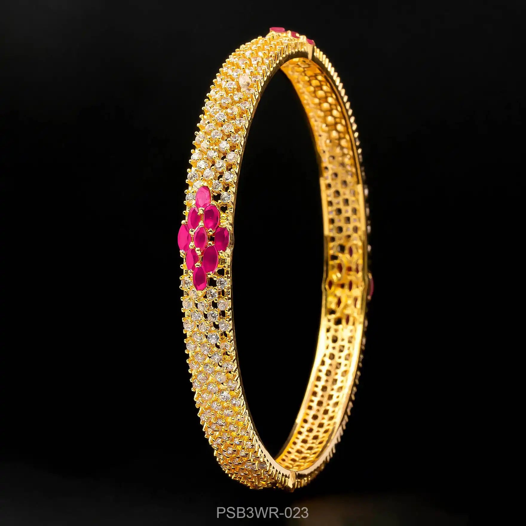 24ct Heavy Gold Layered Stone Bangle PSB3WR-023