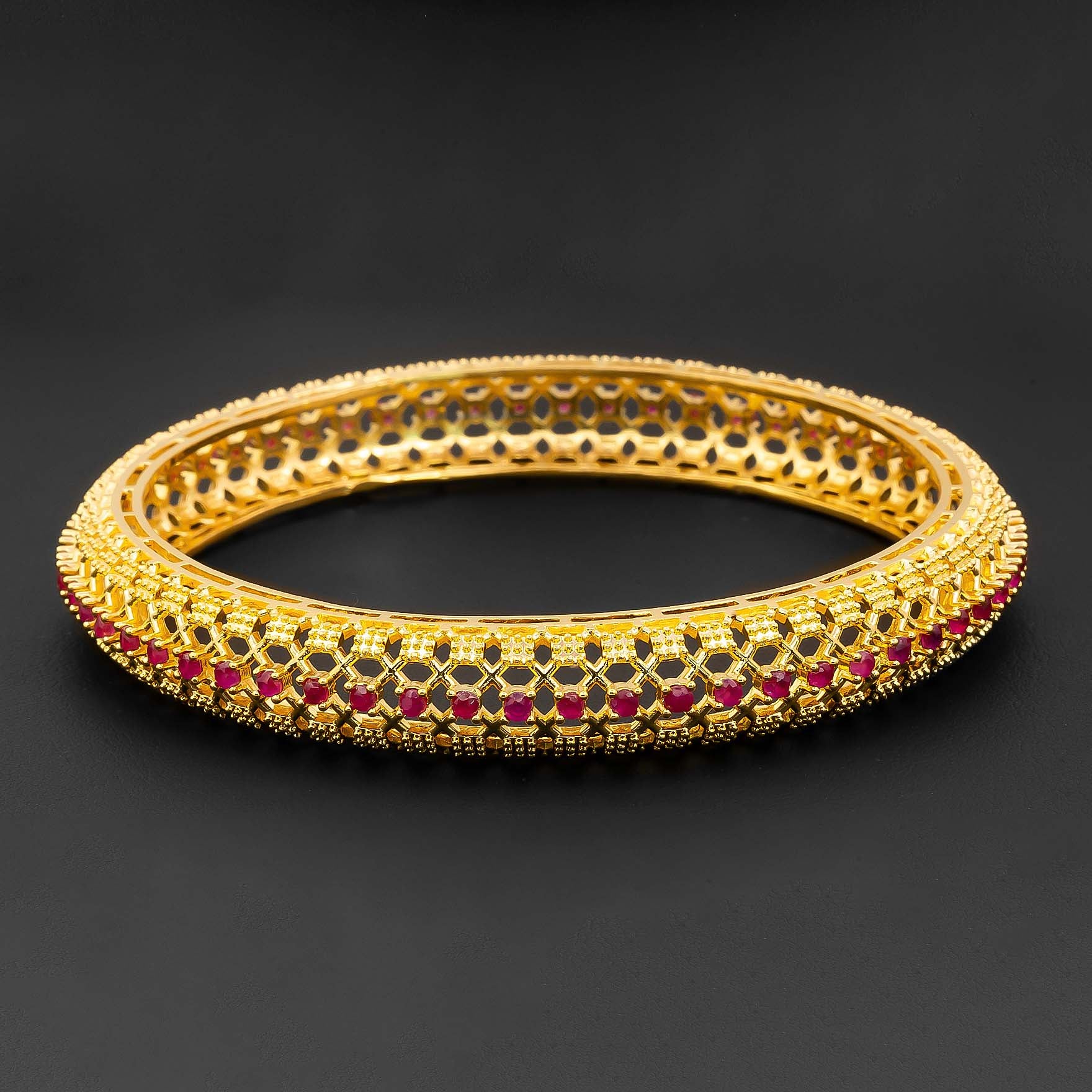 24ct Heavy Gold Layered Stone Bangle PSB31R-052