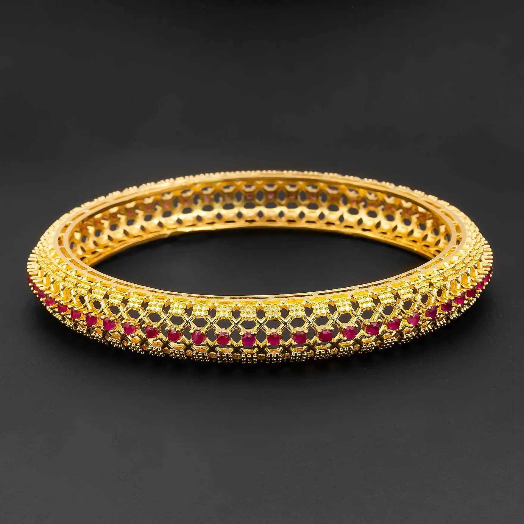 24ct Heavy Gold Layered Stone Bangle PSB31R-052
