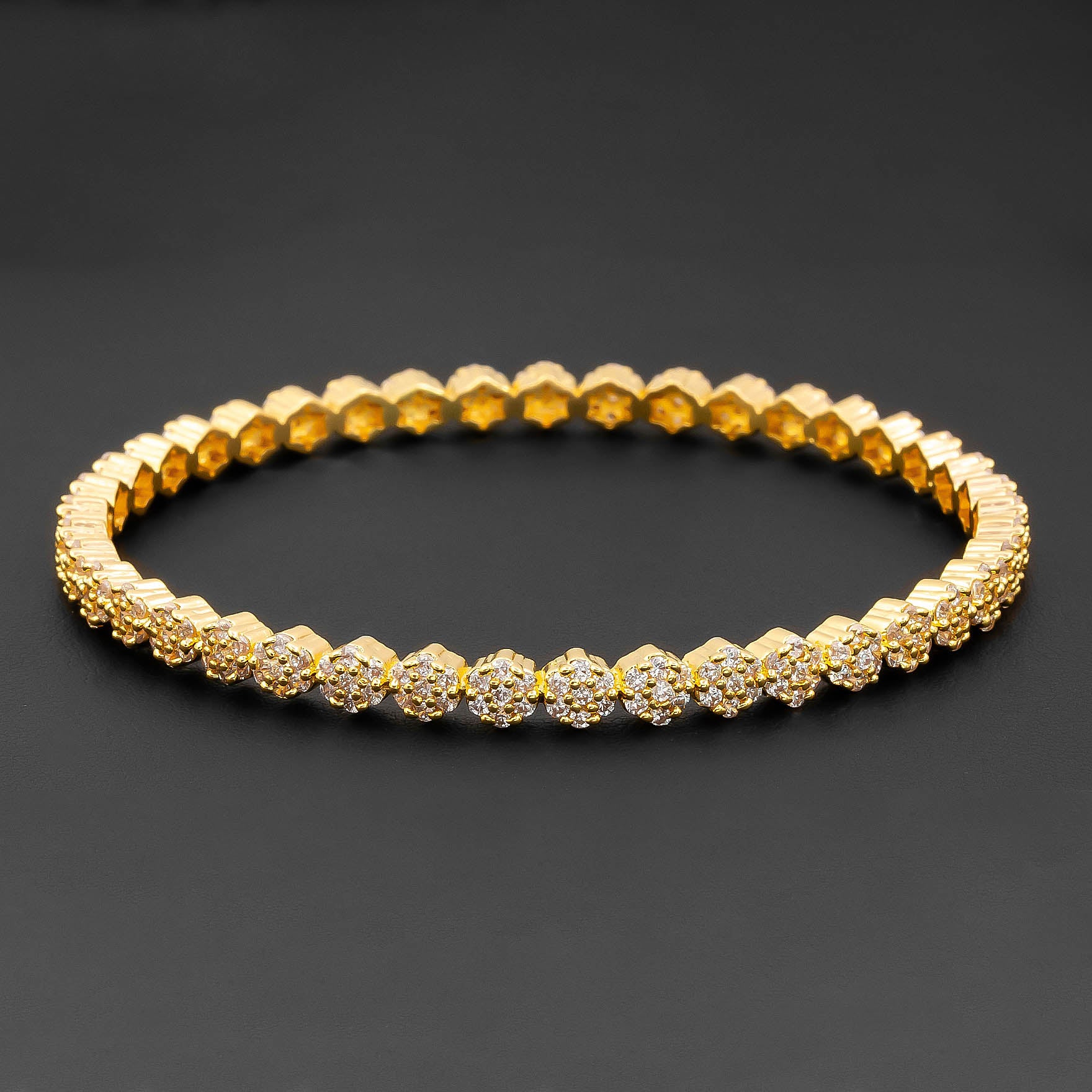 24ct Heavy Gold Layered Stone Bangle PSB16W-052