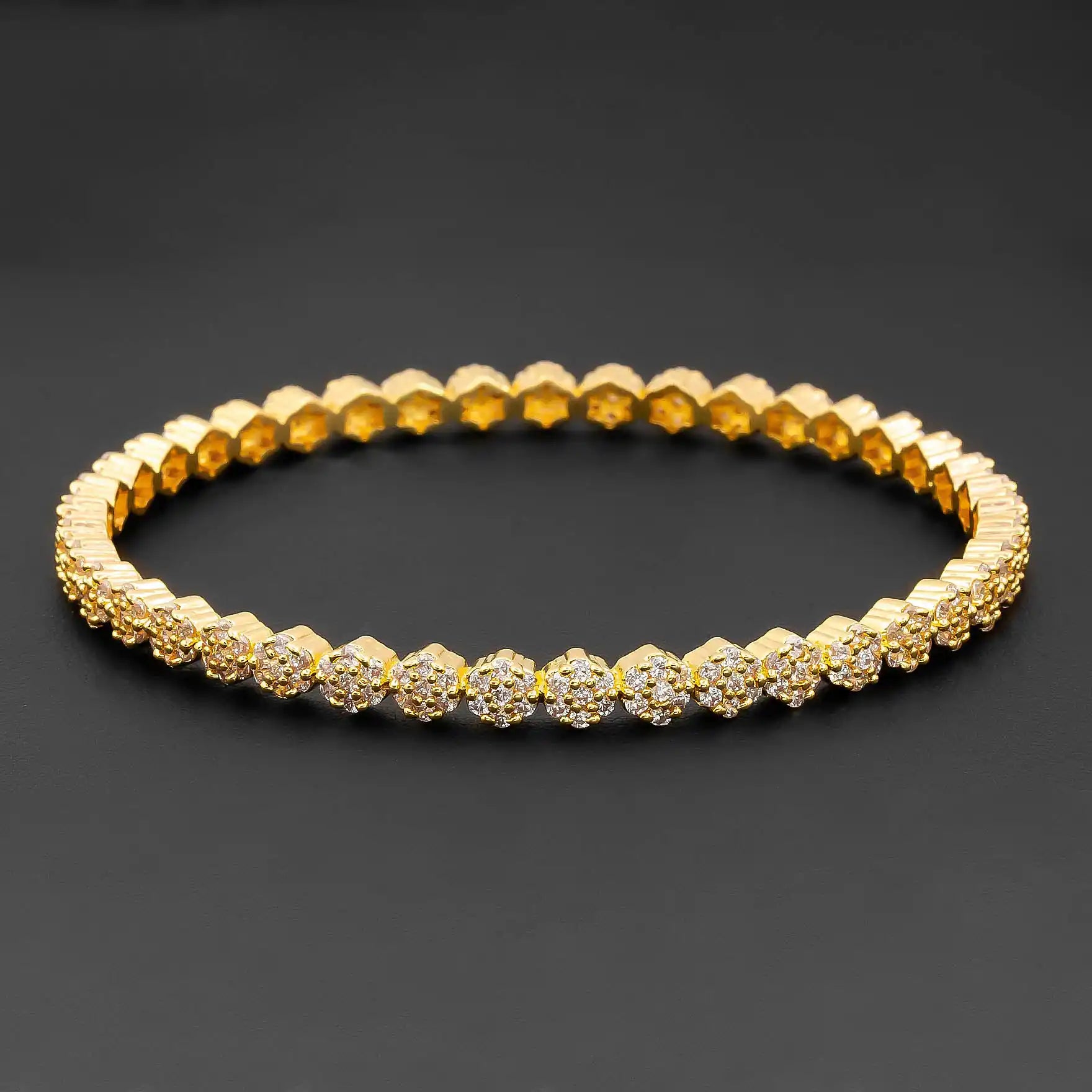 24ct Heavy Gold Layered Stone Bangle PSB16W-052