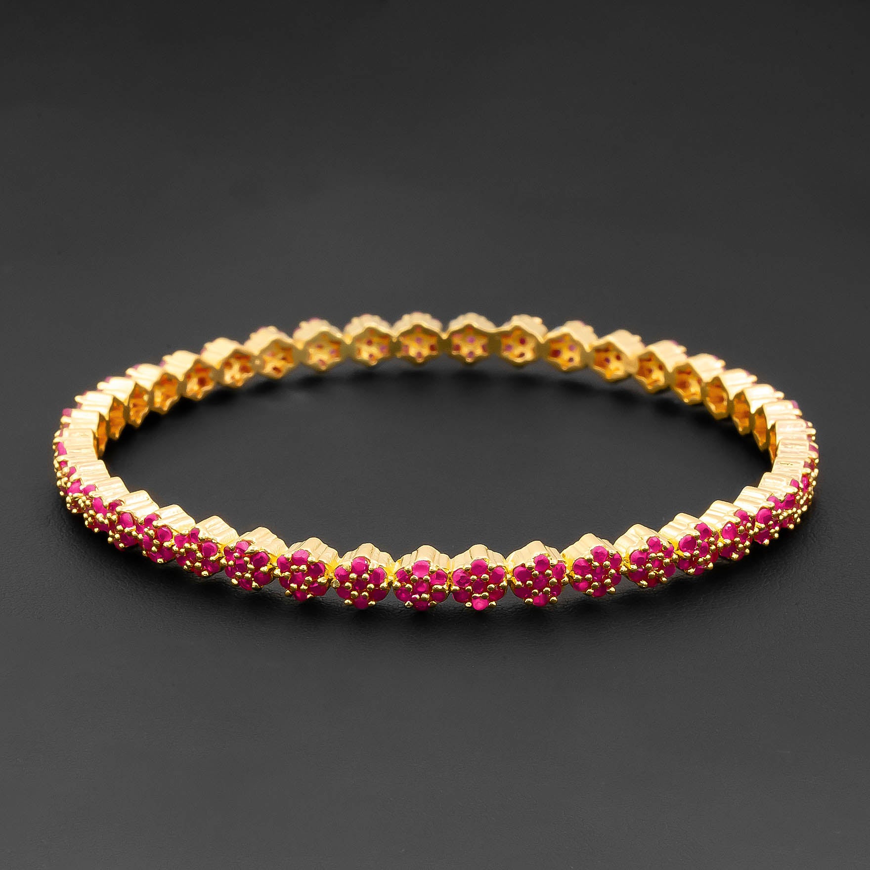 24ct Heavy Gold Layered Stone Bangle PSB16R-052