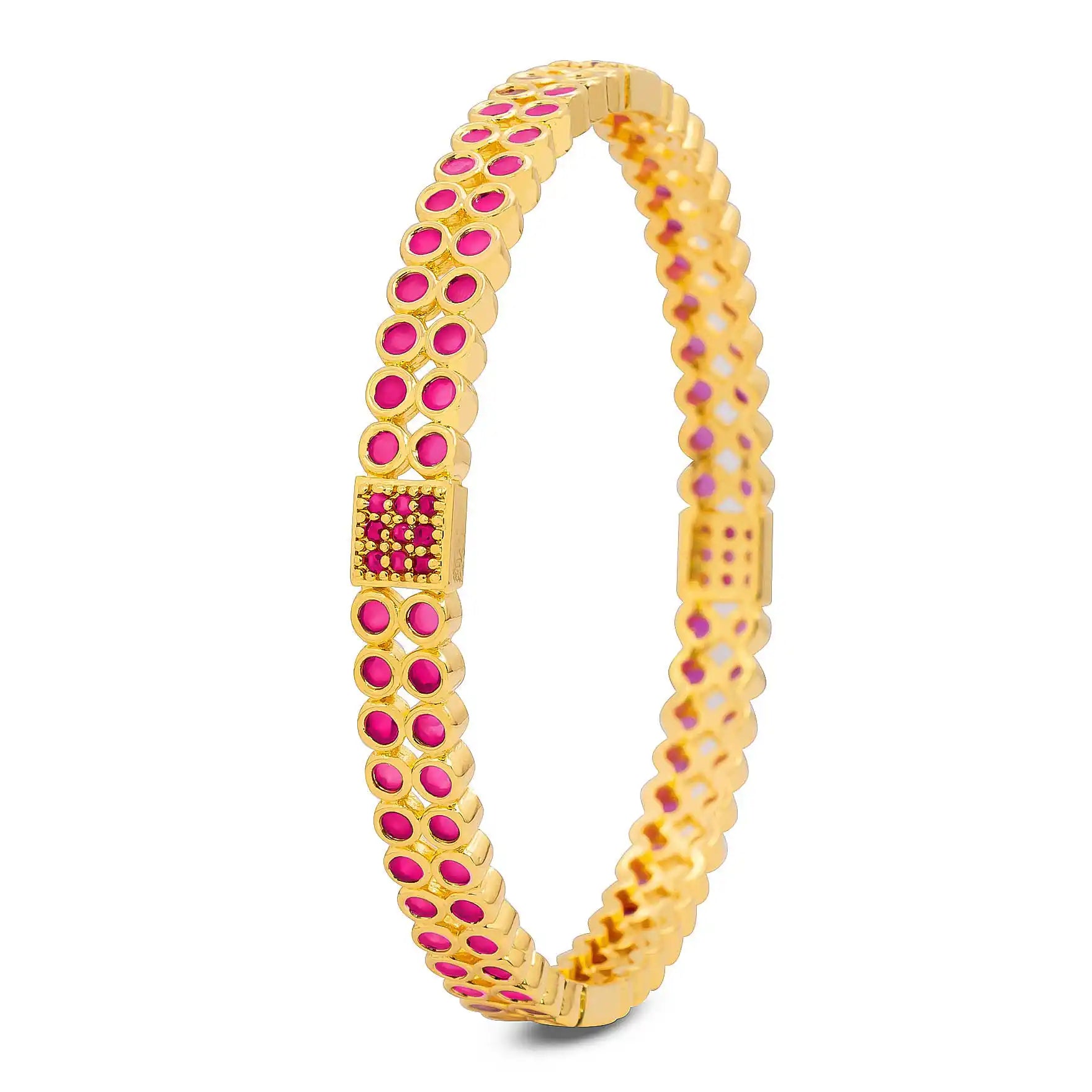 24ct Heavy Gold Layered Stone Bangle PSB11R-072