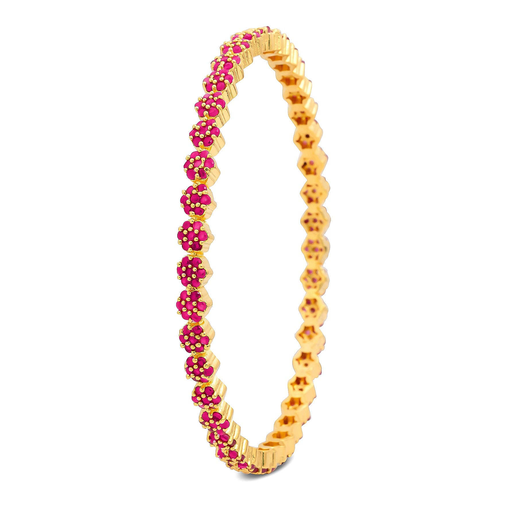 24ct Heavy Gold Layered Stone Bangle PSB16R-052