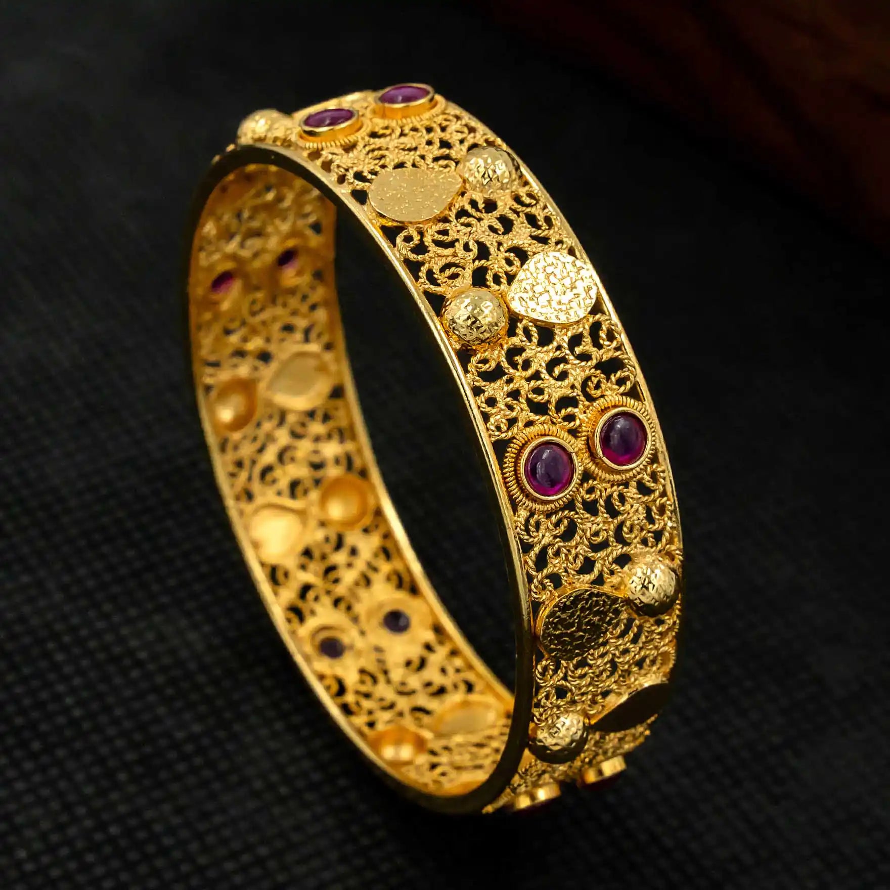 Geru Bangle PSGRBSR6R-24-006 - Gold Plated Jewellery | Parakkat Jewels