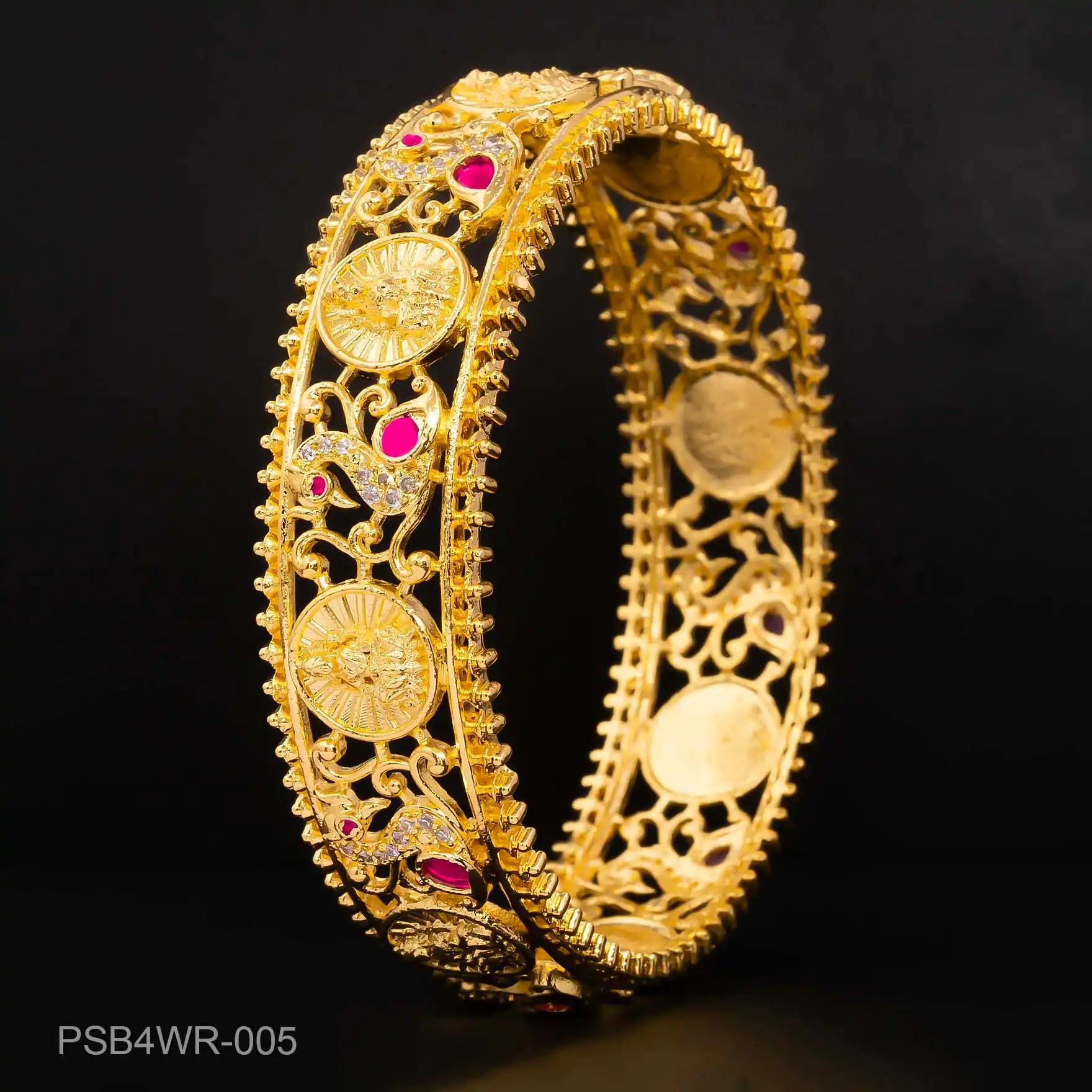24ct Heavy Gold Layered Stone Bangle PSB4WR-005