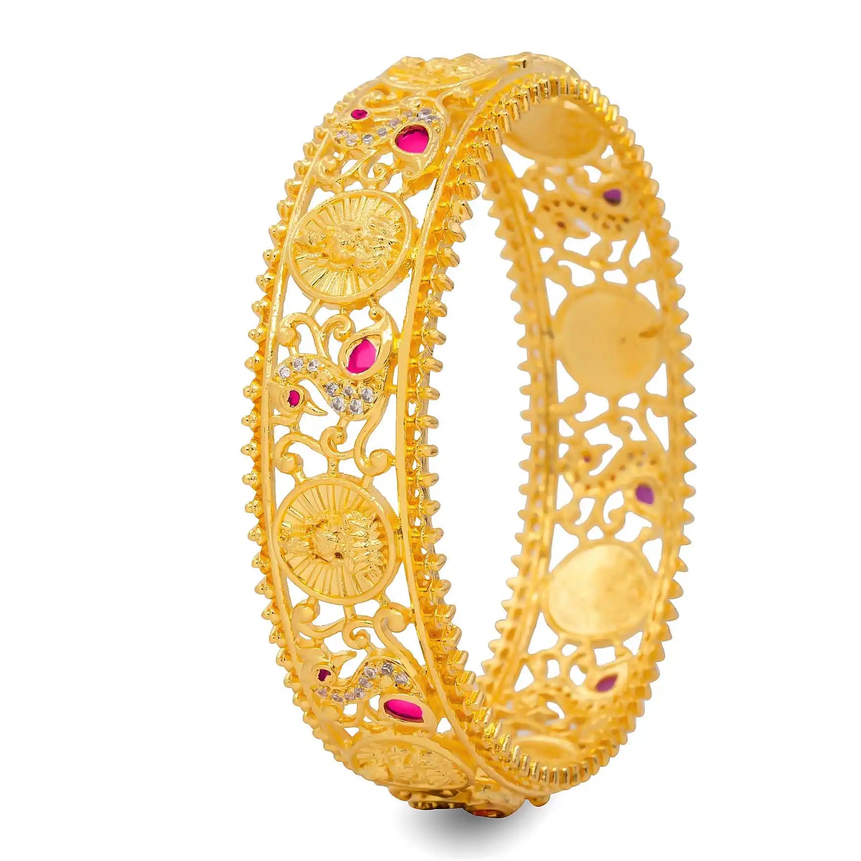 24ct Heavy Gold Layered Stone Bangle PSB4WR-005
