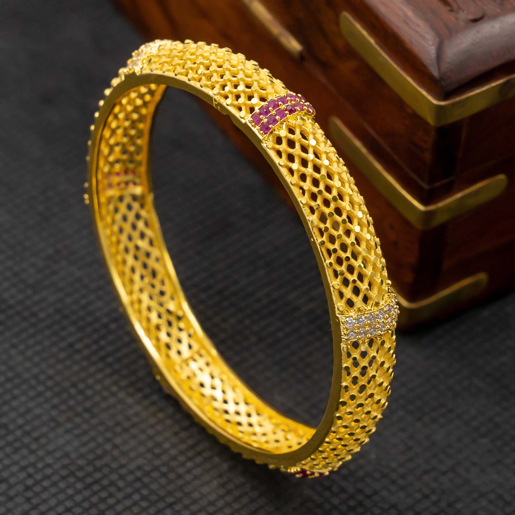 Shop Gold Plated Stone Bangles for Girls Online | Parakkat Jewels