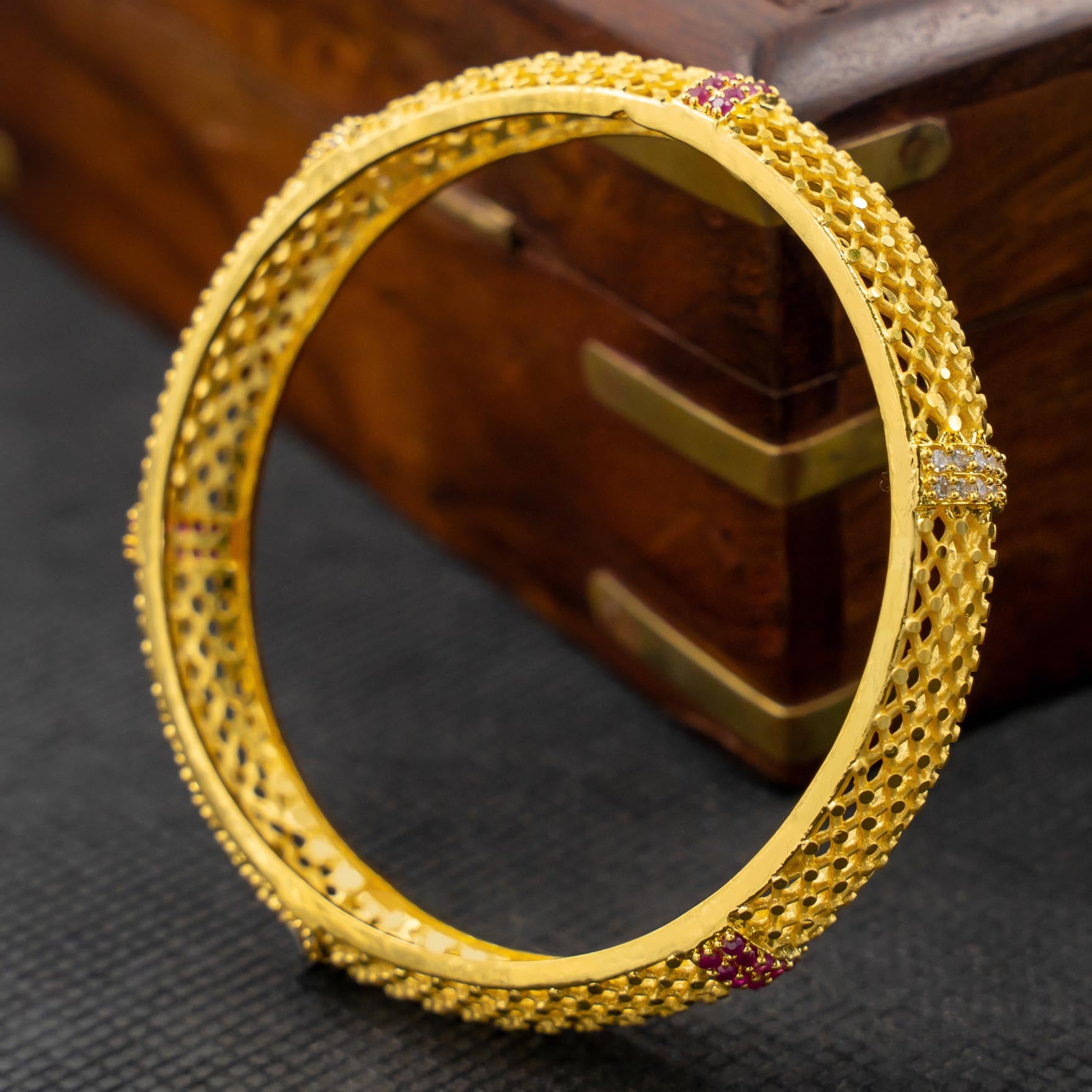Shop Gold Plated Stone Bangles for Girls Online at Parakkat Jewels