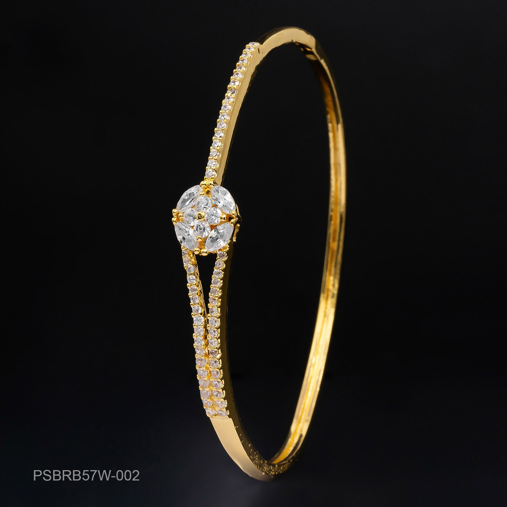 24ct Heavy Gold Layered Stone Bangle PSBRB57W-002