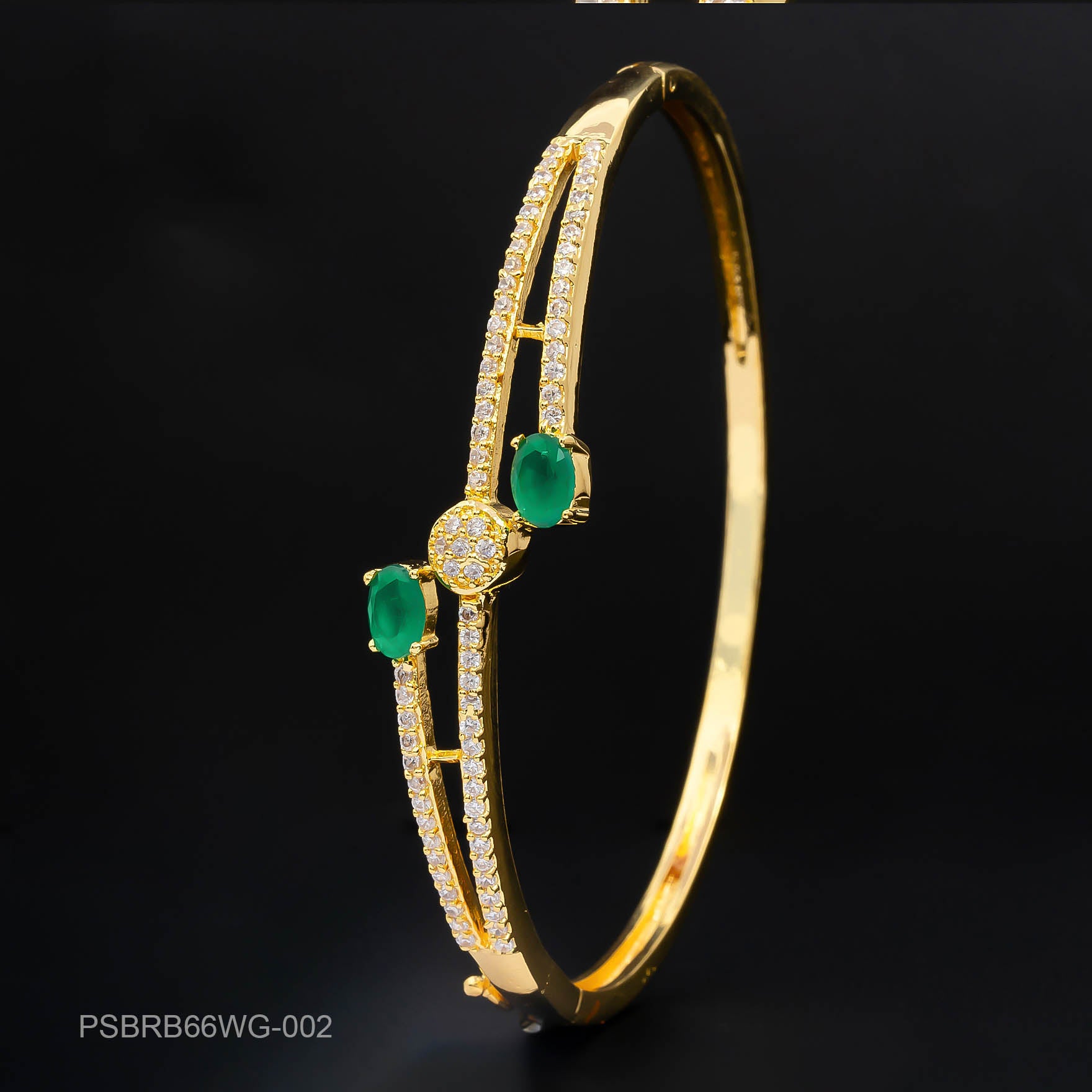 24ct Heavy Gold Layered Stone Bangle PSBRB66WG-002