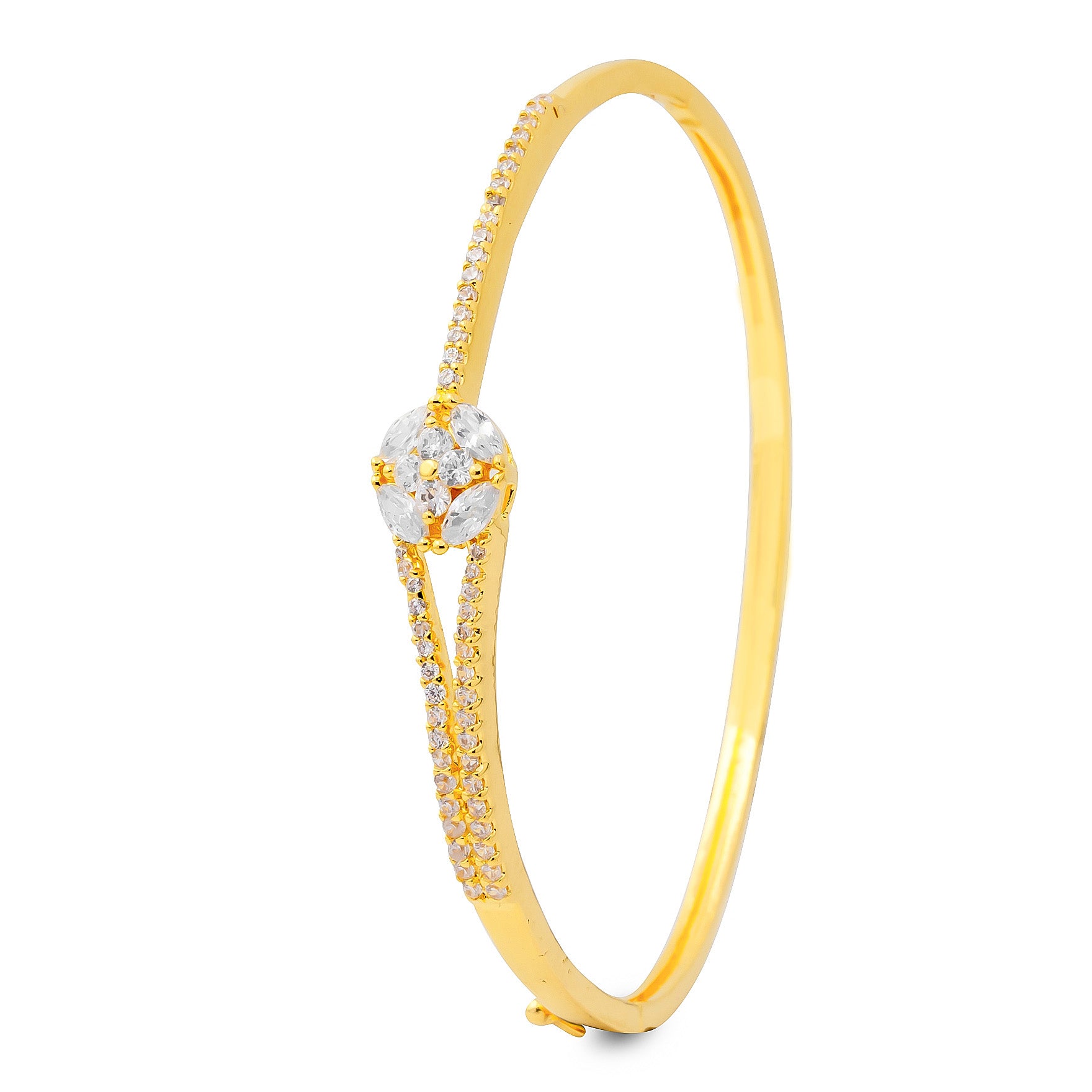 24ct Heavy Gold Layered Stone Bangle PSBRB57W-002