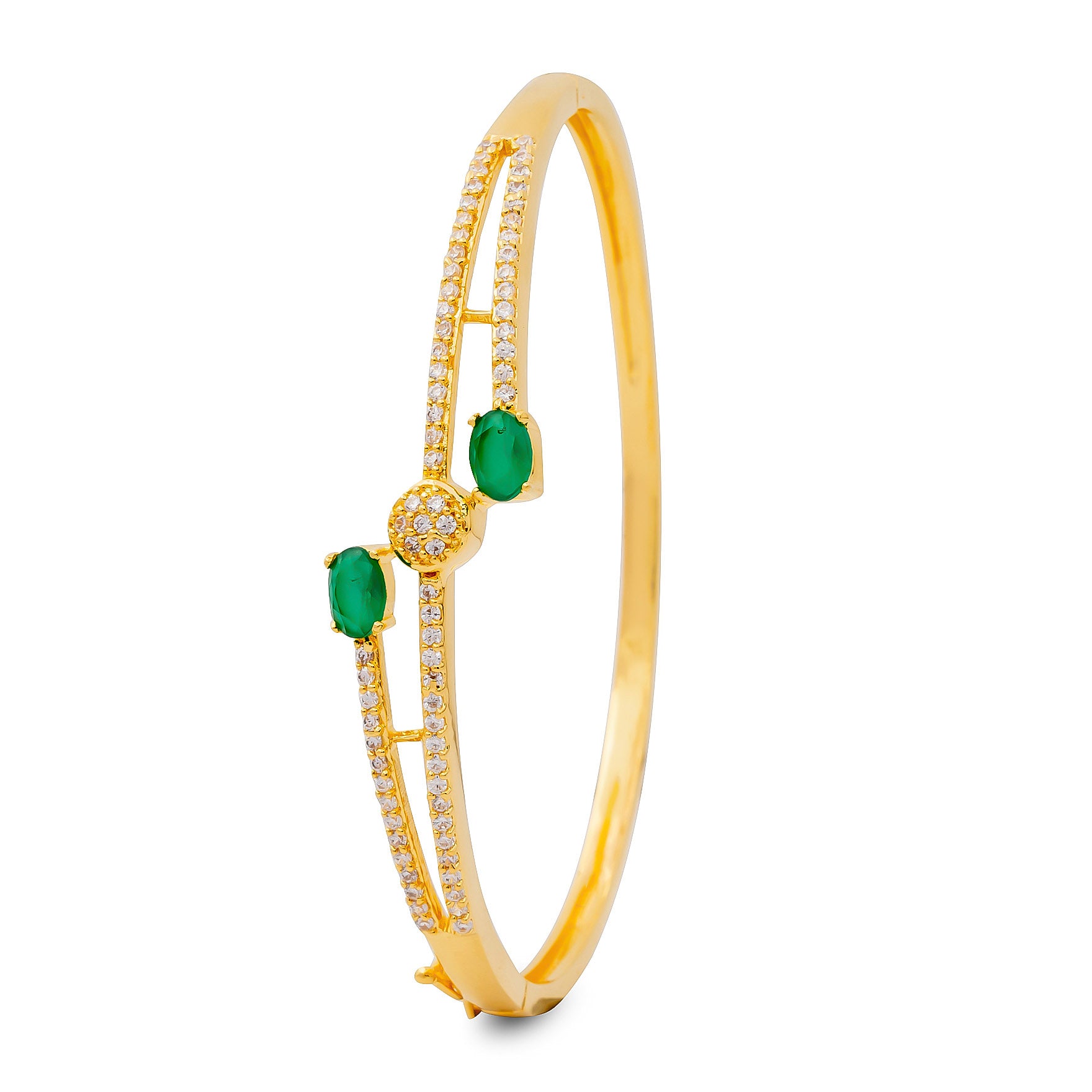 24ct Heavy Gold Layered Stone Bangle PSBRB66WG-002