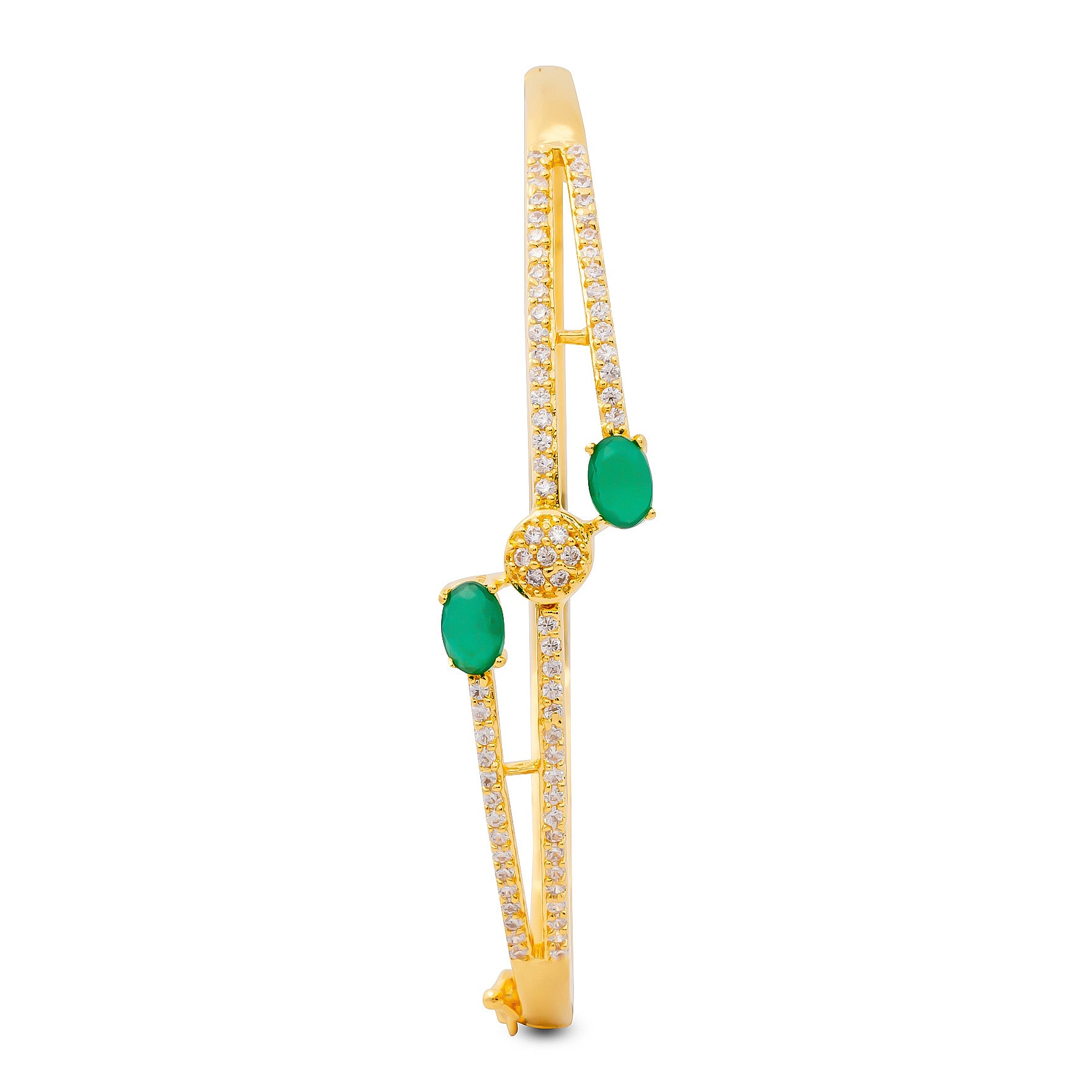 24ct Heavy Gold Layered Stone Bangle PSBRB66WG-002
