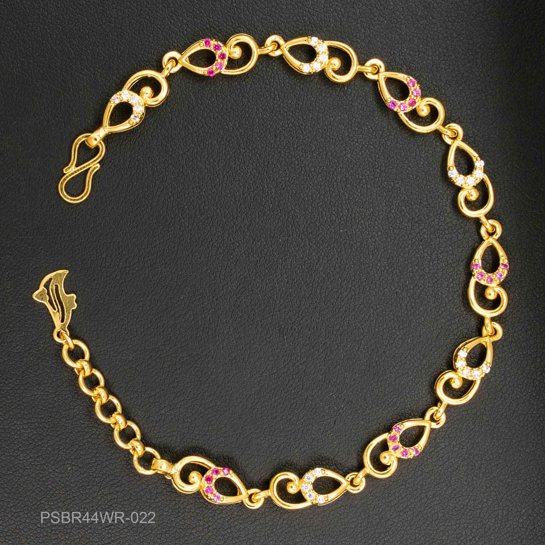 24ct Heavy Gold Layered Stone Bracelet PSBR44WR-022