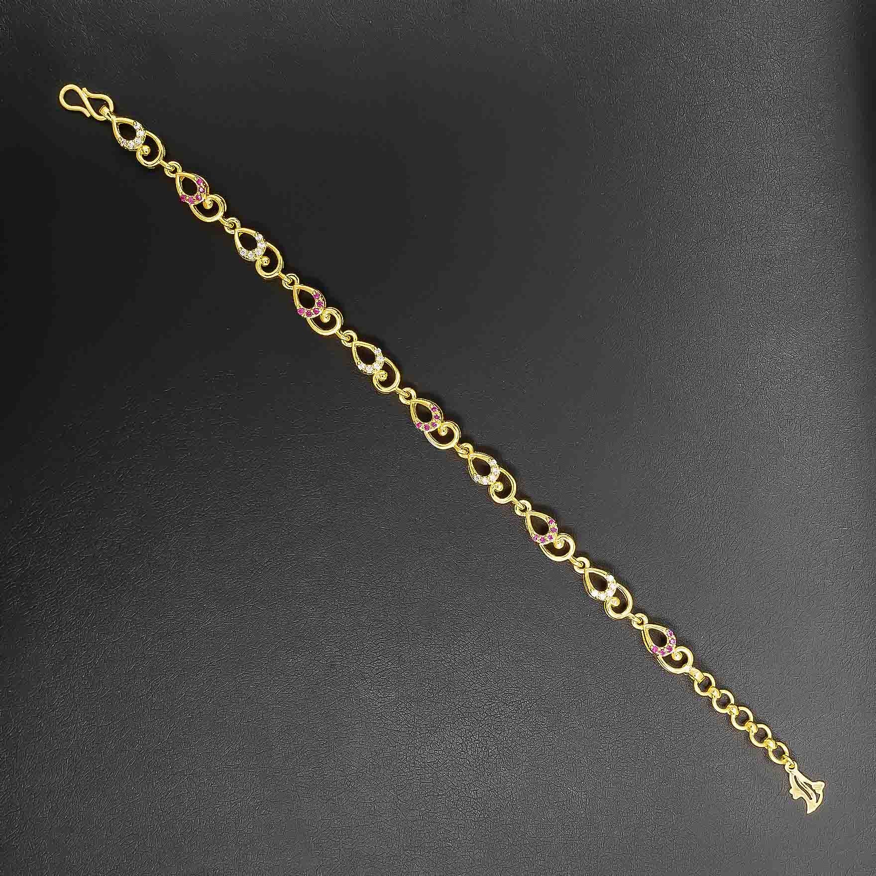 24ct Heavy Gold Layered Stone Bracelet PSBR44WR-022
