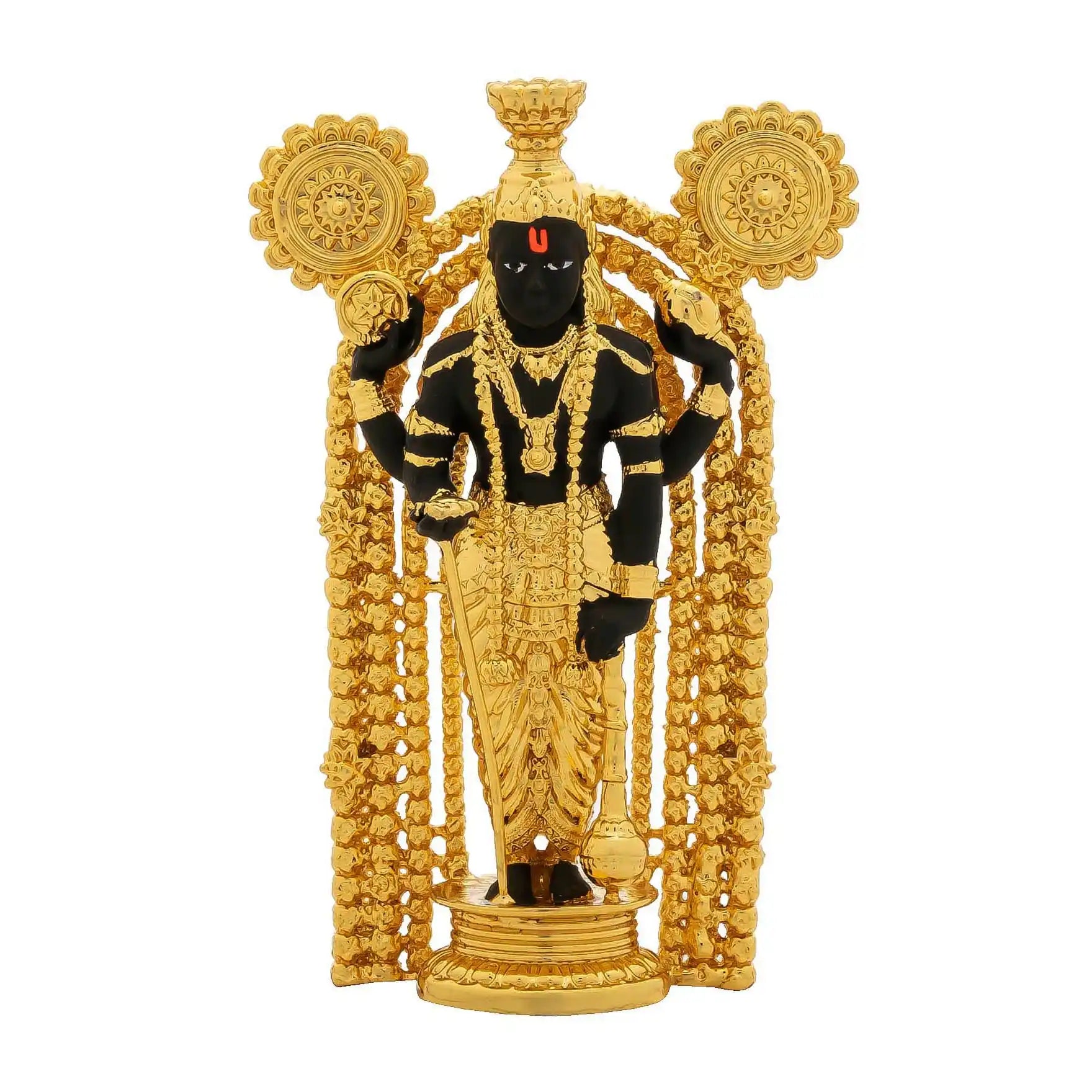 Lord Venkateswara Idol – Gold-Plated Resin Murti – Tirupati Balaji Temple Sculpture – Hindu Deity for Home Temple & Puja Décor |PIDBGA2-0833
