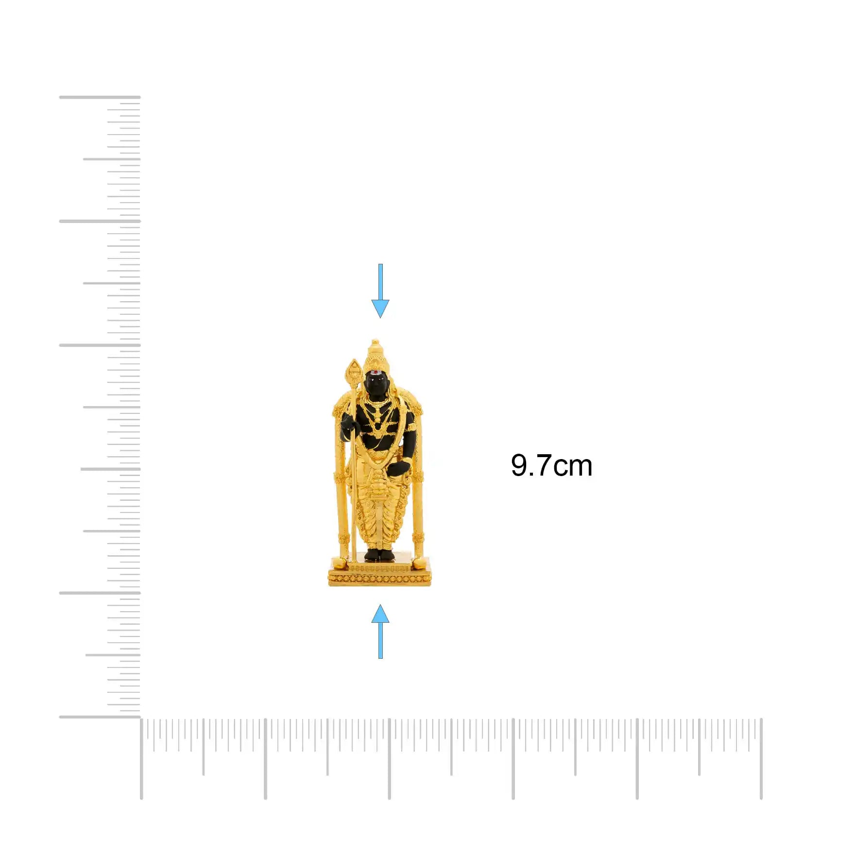 Lord Murugan Idol – Gold-Plated and Black Finish Hindu God Statue – Vel Holding Kartikeya Murti – South Indian Puja & Home Temple Decor | PIDBM1-007