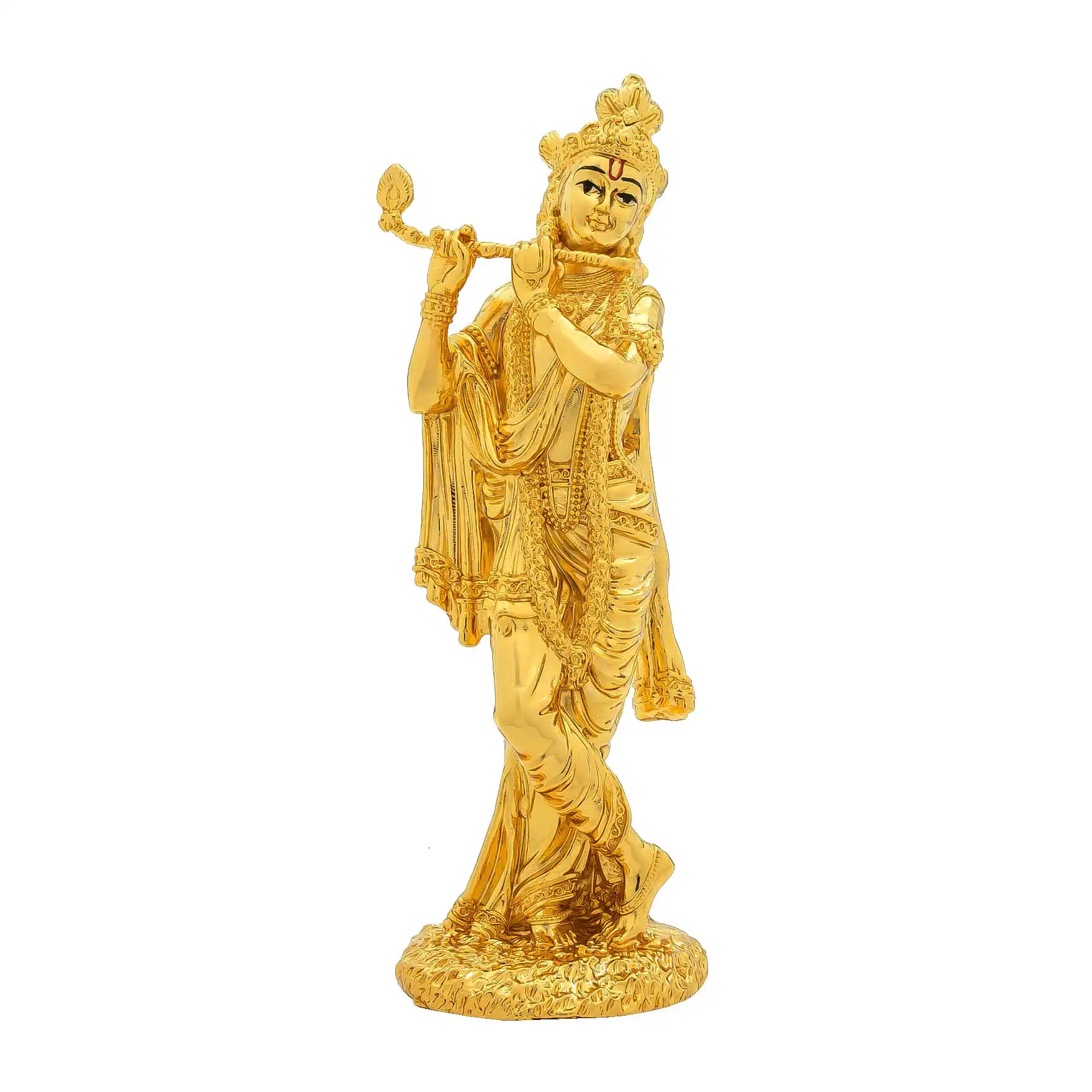 Lord Krishna Idol – Traditional Hindu Deity Sculpture – Krishna (Flute Playing Pose) Mandir Decor – Home & Puja Gift | PIDKR43-009