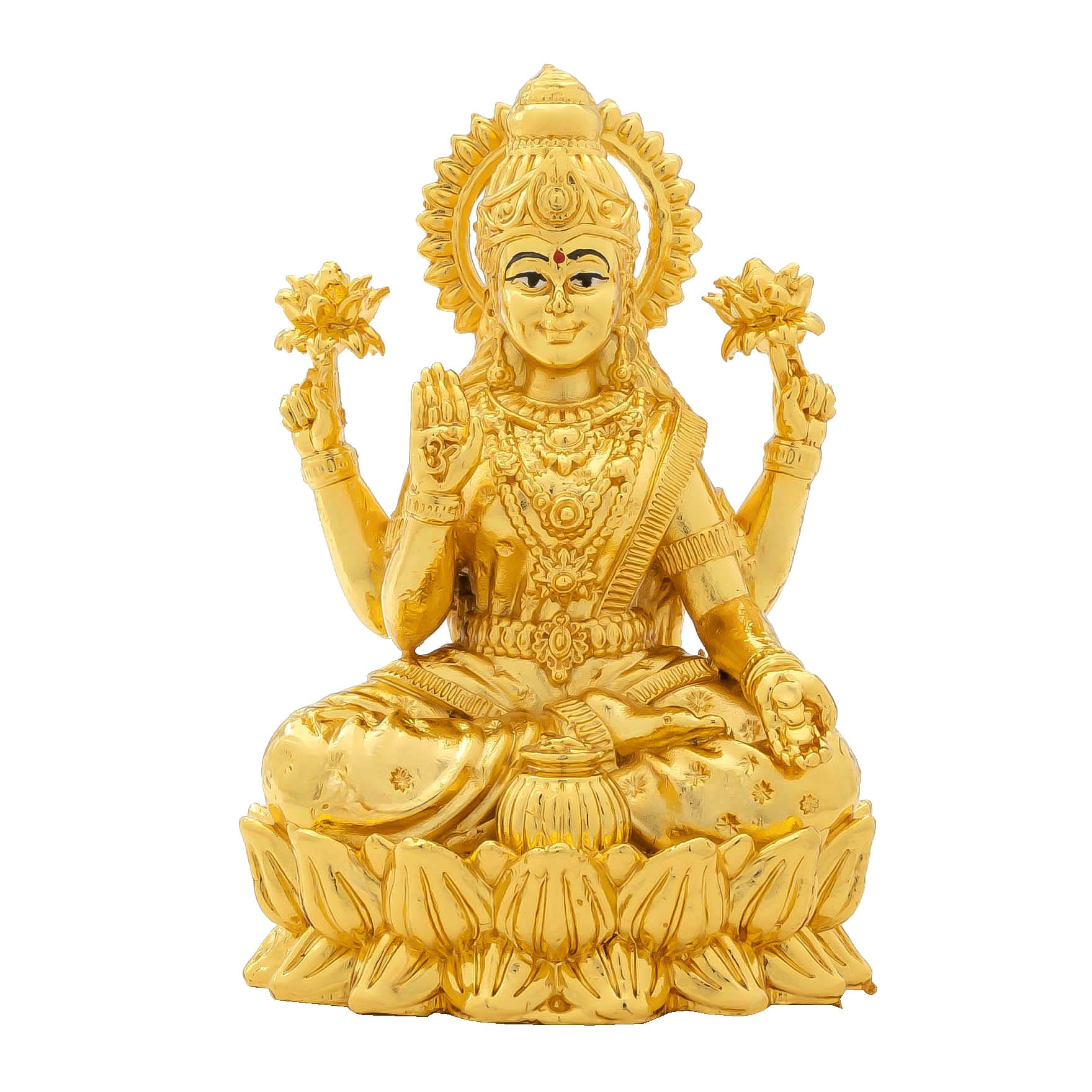 Goddess Lakshmi devi Idol – Lotus Base Design – Traditional Hindu Deity Sculpture – Lakshmi Mandir Decor – Home & Puja Gift | LAKSHMI DEVI IDOL PIDLA77-0001