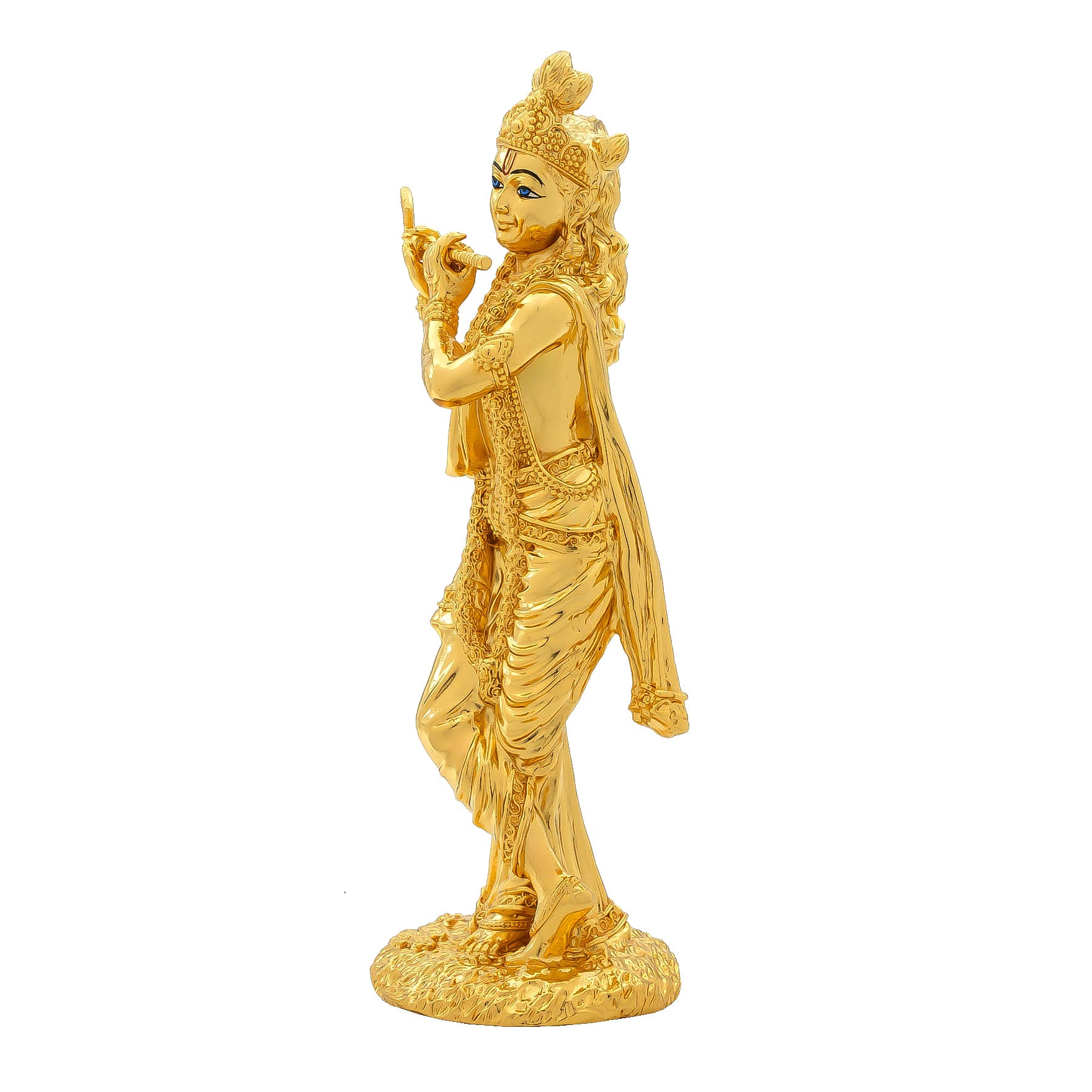 Lord Krishna Idol – Traditional Hindu Deity Sculpture – Krishna (Flute Playing Pose) Mandir Decor – Home & Puja Gift | PIDKR45-0071