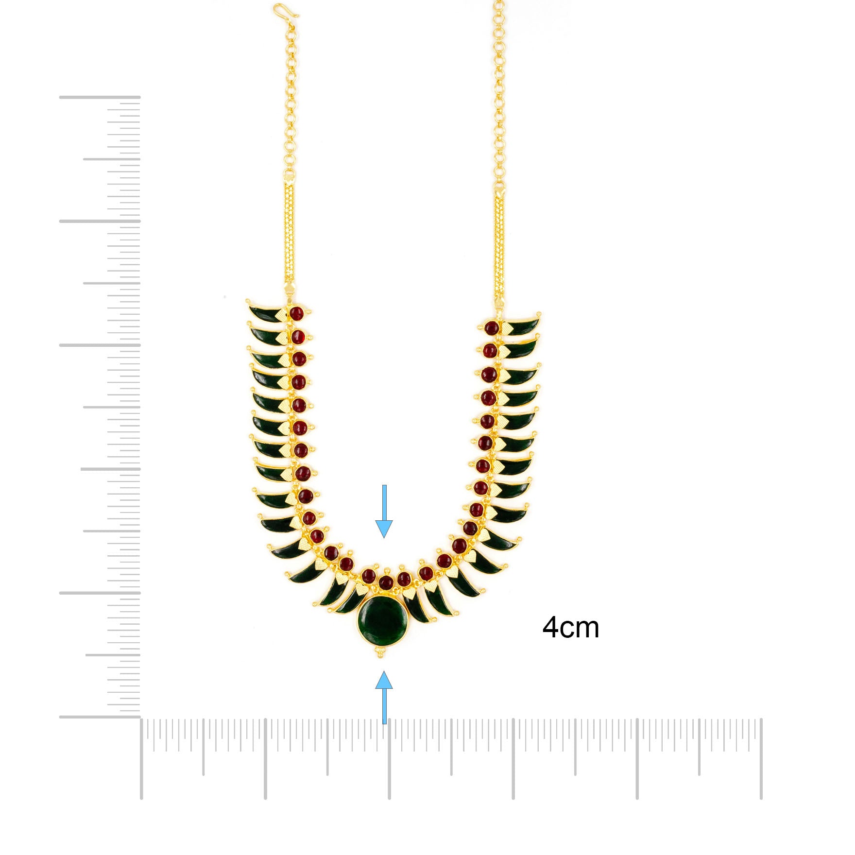 Palakka Green Stone Necklace with Stud PSPKNTG13-0631, PSPKSTTG13-081
