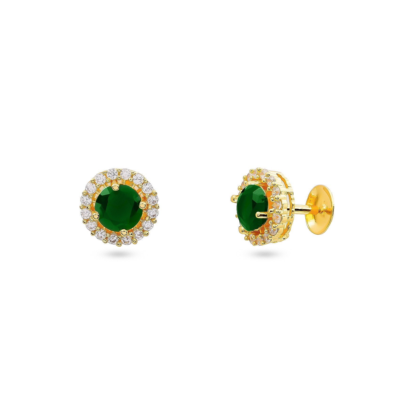 Buy Gold Plated Green Stone Studs for Girls Online | Parakkat Jewels