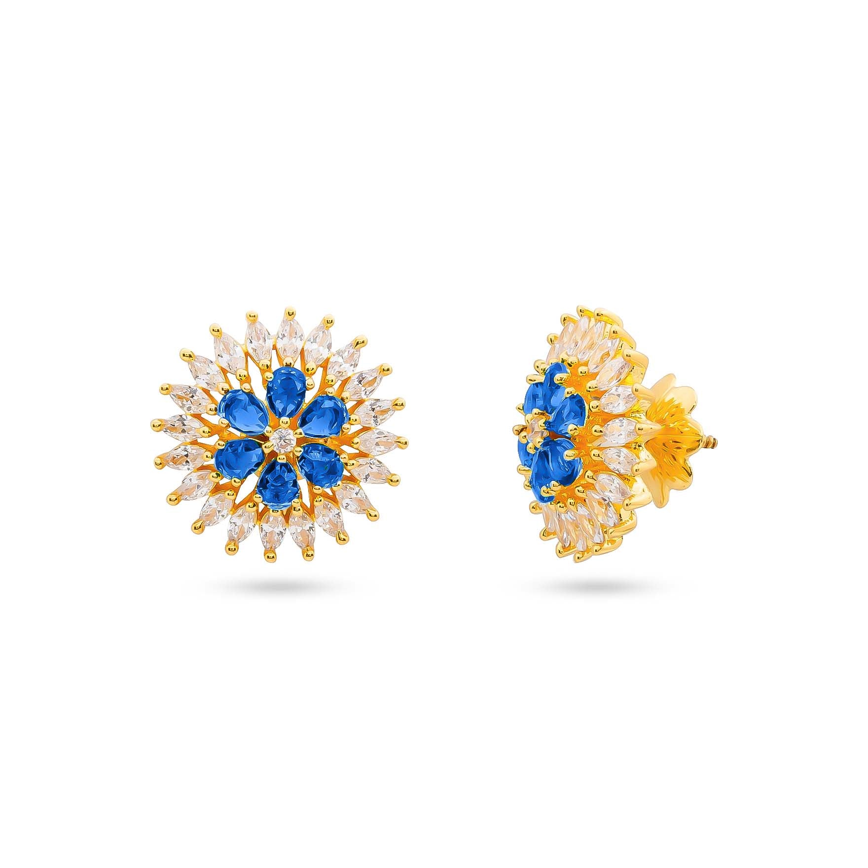 Get Gold Plated Stone Stud Earrings for Girls Online | Parakkat Jewels