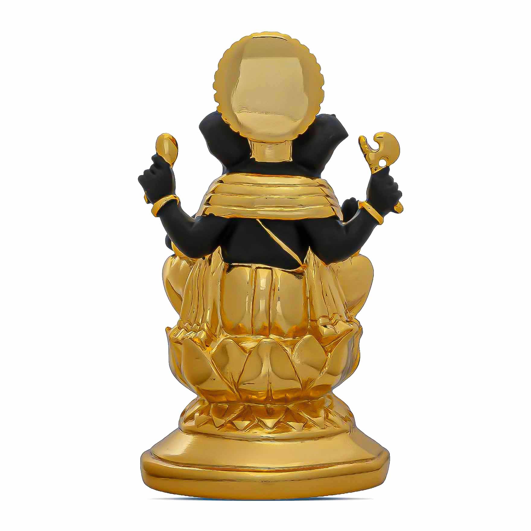 Lord Ganesha Idol – Black and Gold Finish – Traditional Hindu Deity Sculpture – Ganapati Puja Decor – Home & Festive Gift | PIDRBG73-007