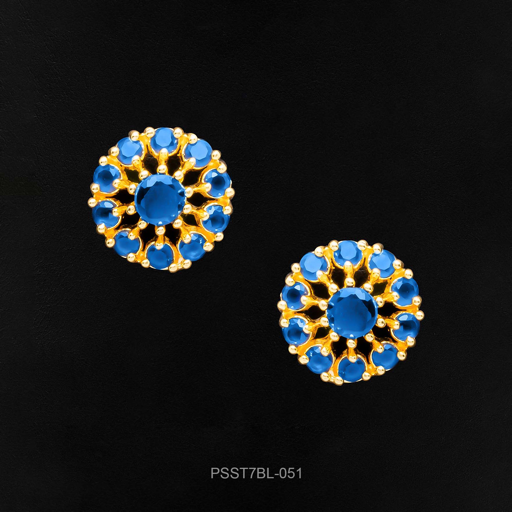 Buy Blue Ad Stone Gold Plated Earrings Online | Parakkat Jewels